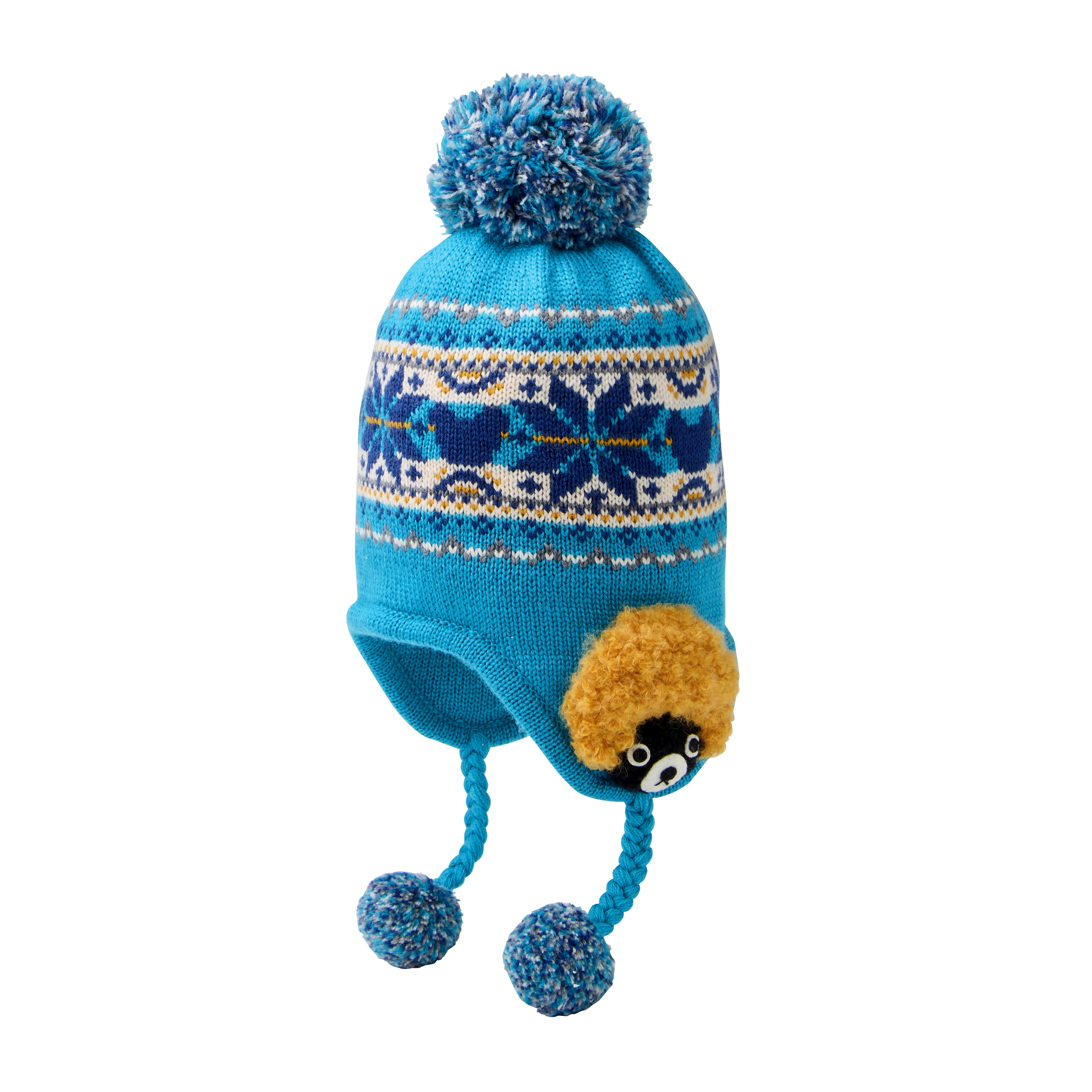 DOUBLE_B 編織遮耳毛帽-藍色