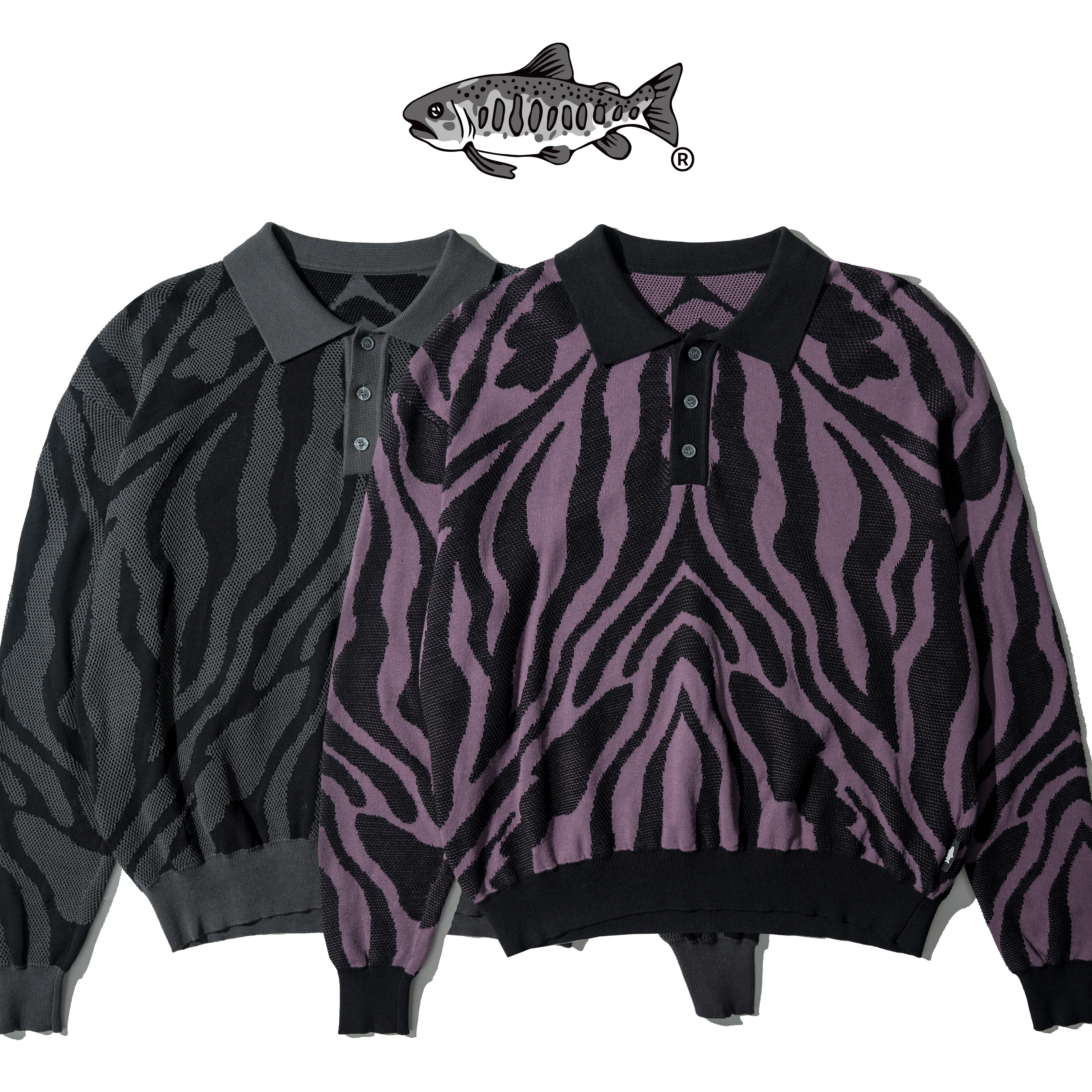 AGILITY Zebra Knit Polo LS Shirts 斑馬紋 針織 長袖Polo衫 [O-ML08]