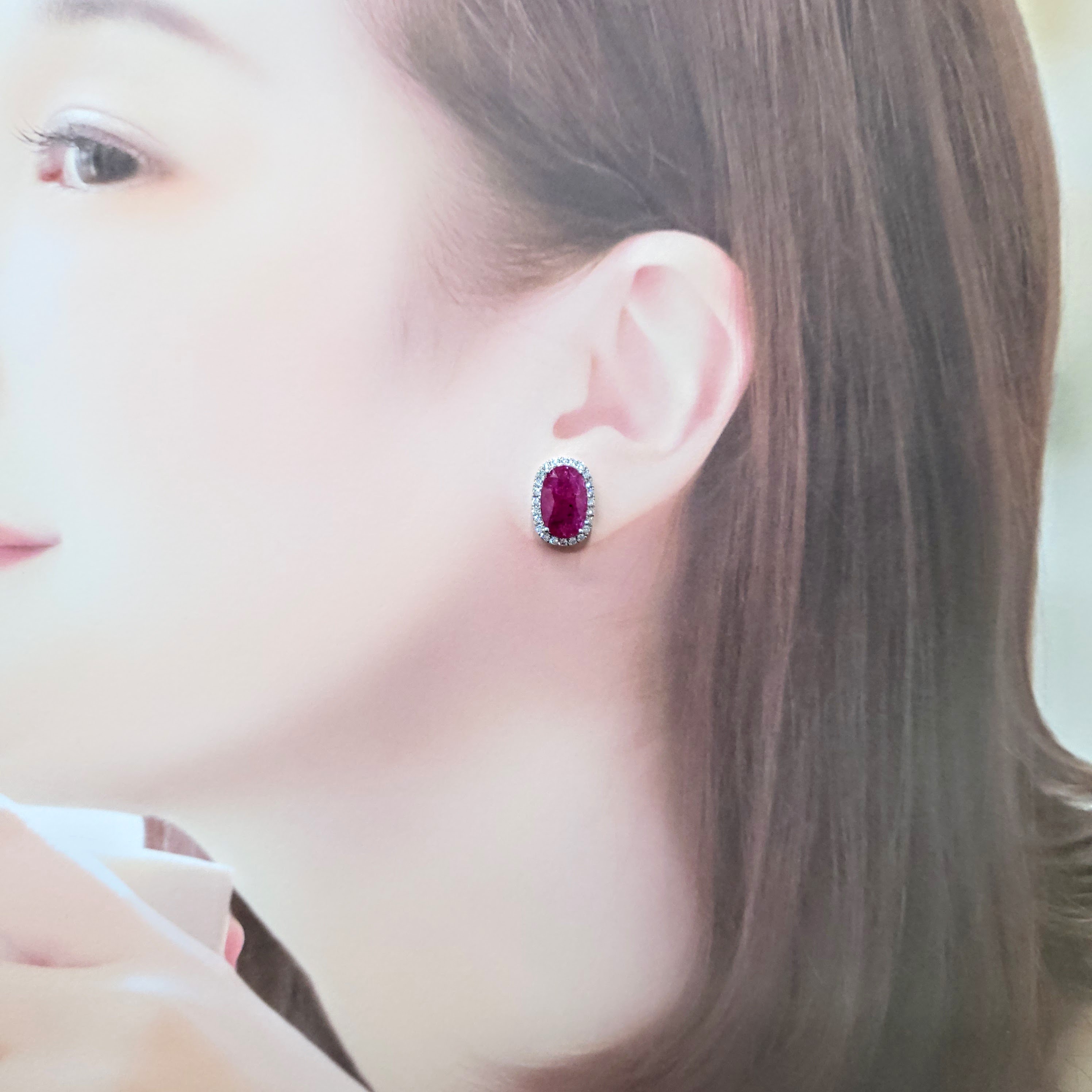 18K White Gold 5.86ct Ruby and Diamond Earrings