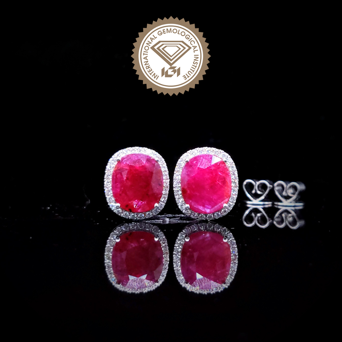 18K White Gold 12.71ct Ruby and Diamond Earrings