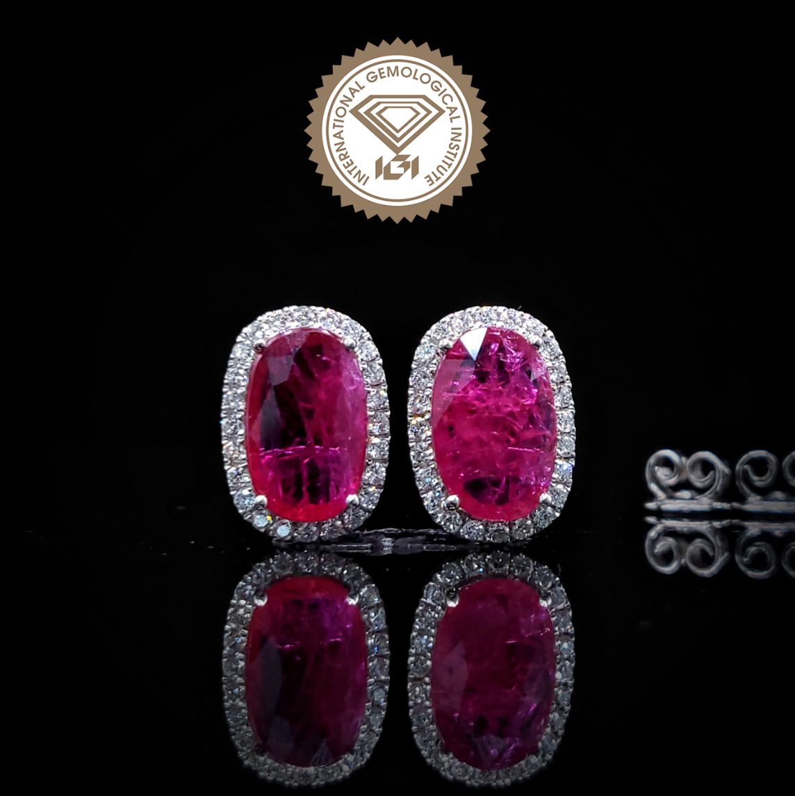 18K White Gold 5.86ct Ruby and Diamond Earrings