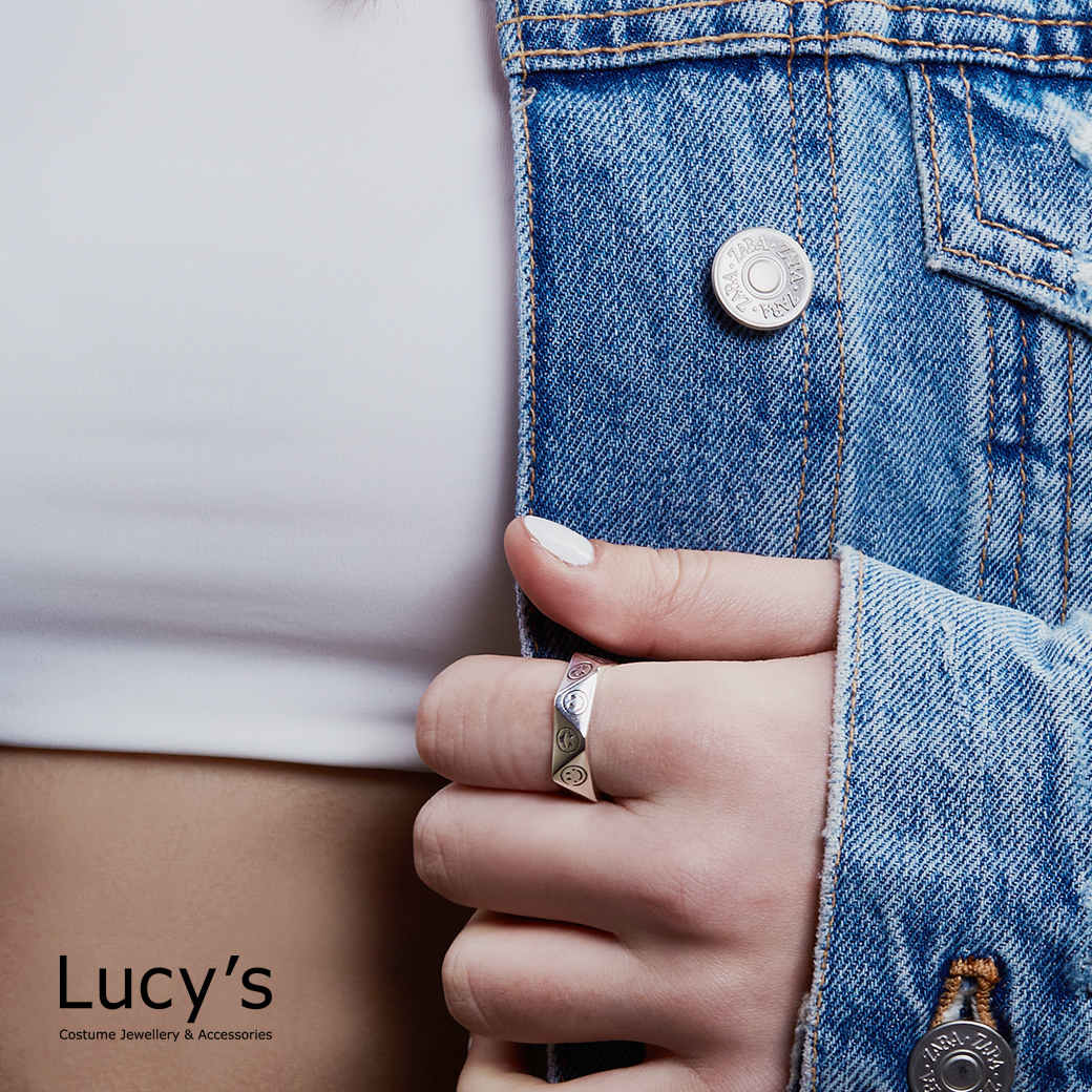 925純銀 表情符號 硫化開口戒 (123562)