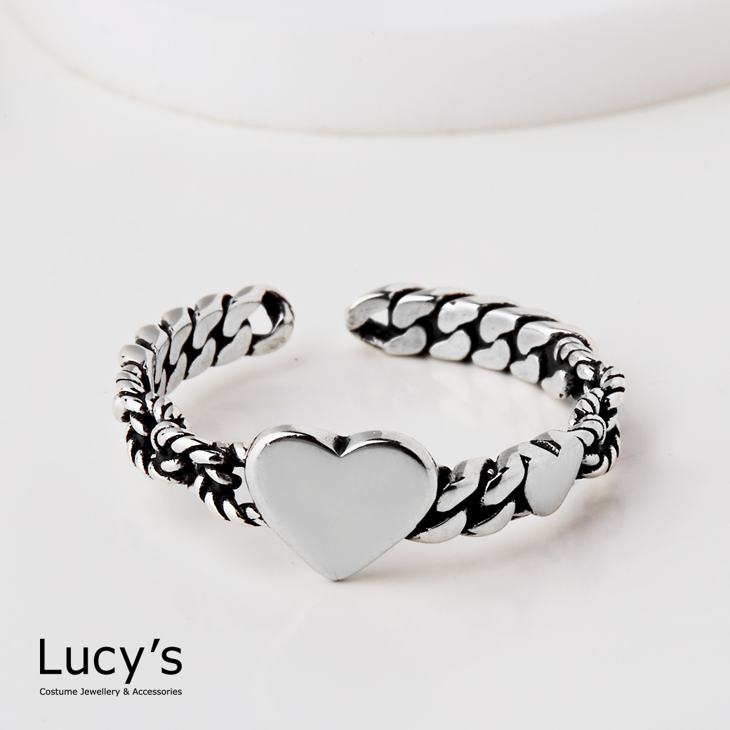 925純銀 愛鍊 硫化開口戒 (100033)