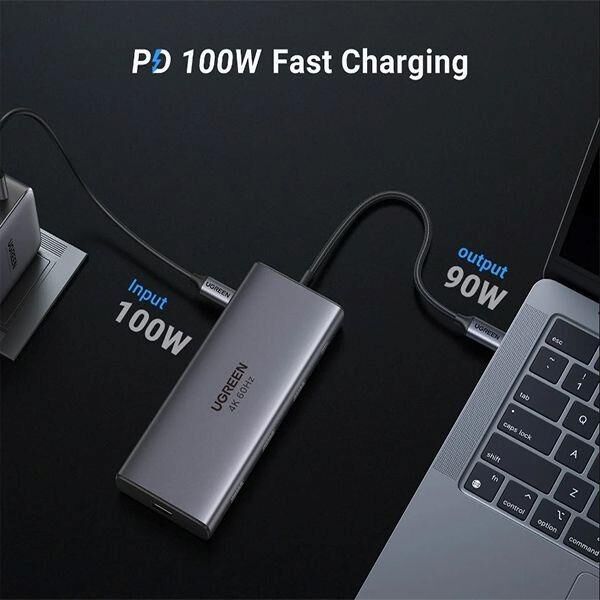 UGREEN 綠聯 10 合 1 USB C 擴充基座 HUBS 4K@60Hz HDMI, 100W PD, Gigabit Ethernet- 45380