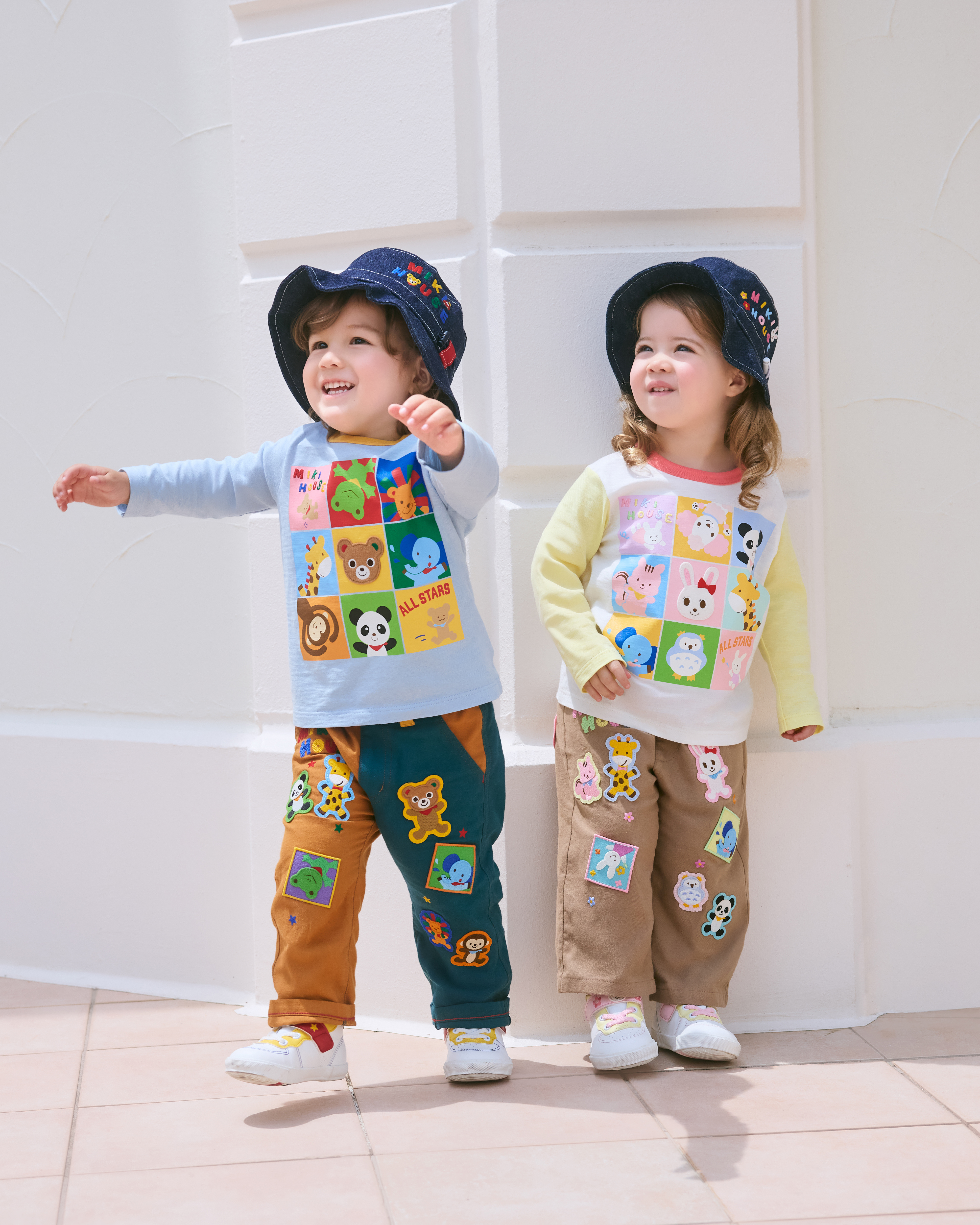 舞颯兔&MIKI HOUSE FRIENDS 徽章九分褲-棕色