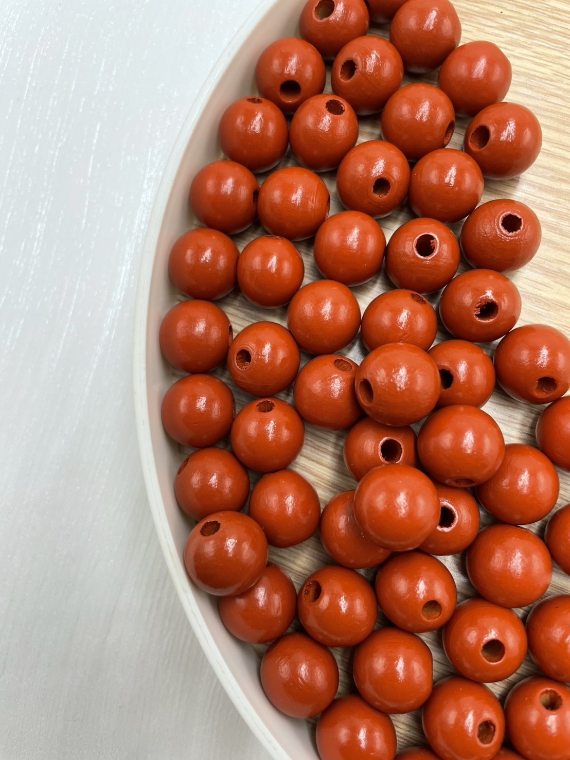 N中-紅棕色木珠100顆16mm