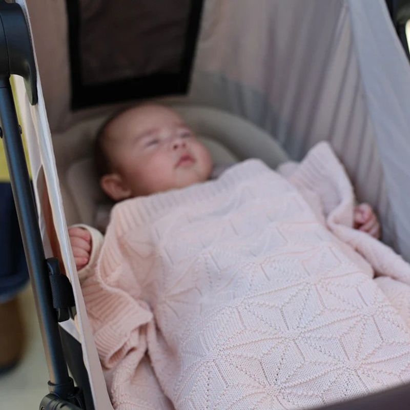 COFUCU 麻葉紋有機棉針織嬰兒毯-柔粉