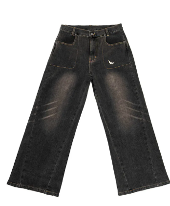水洗直筒牛仔褲