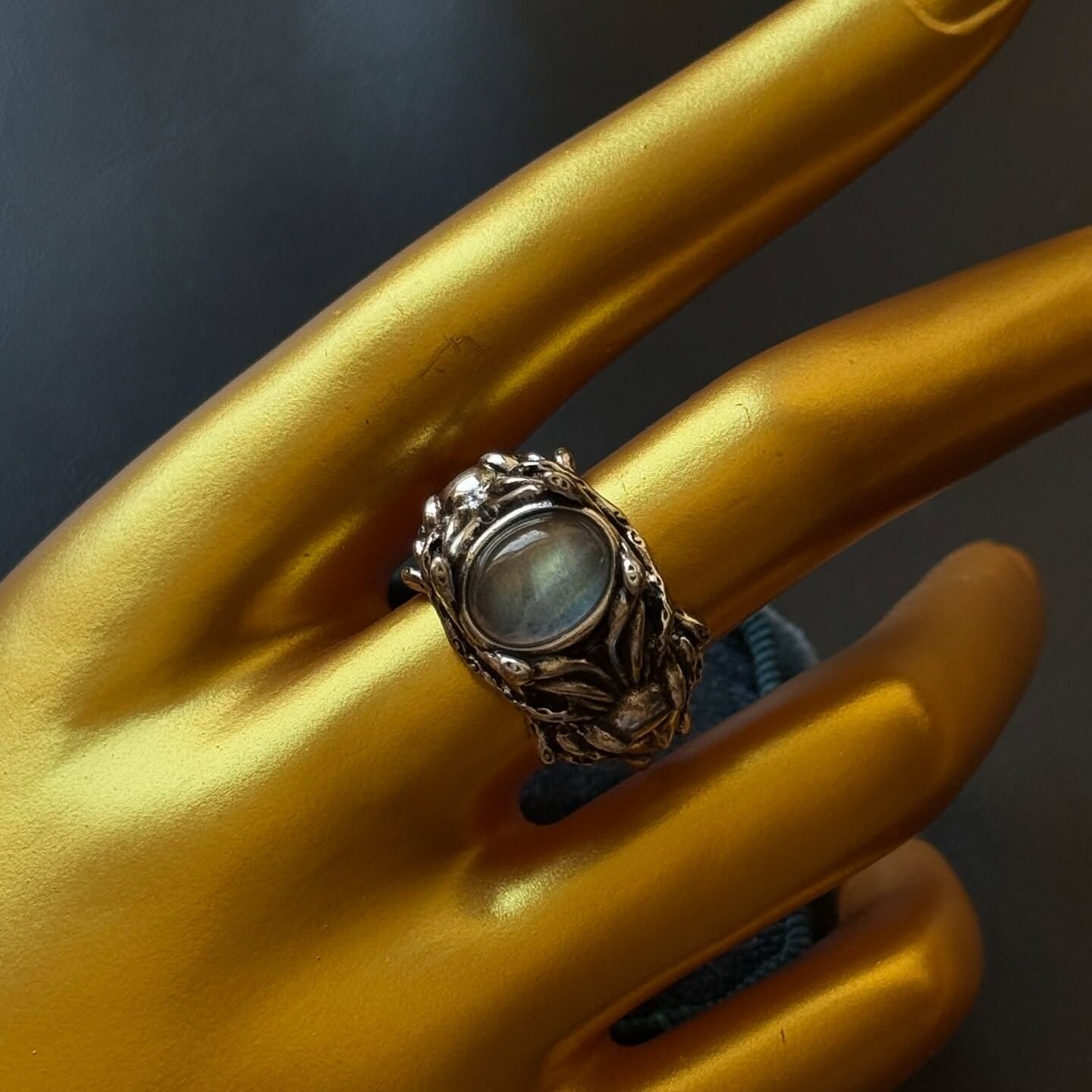 [原石] 拉長石 梅杜莎 水晶戒指 男戒