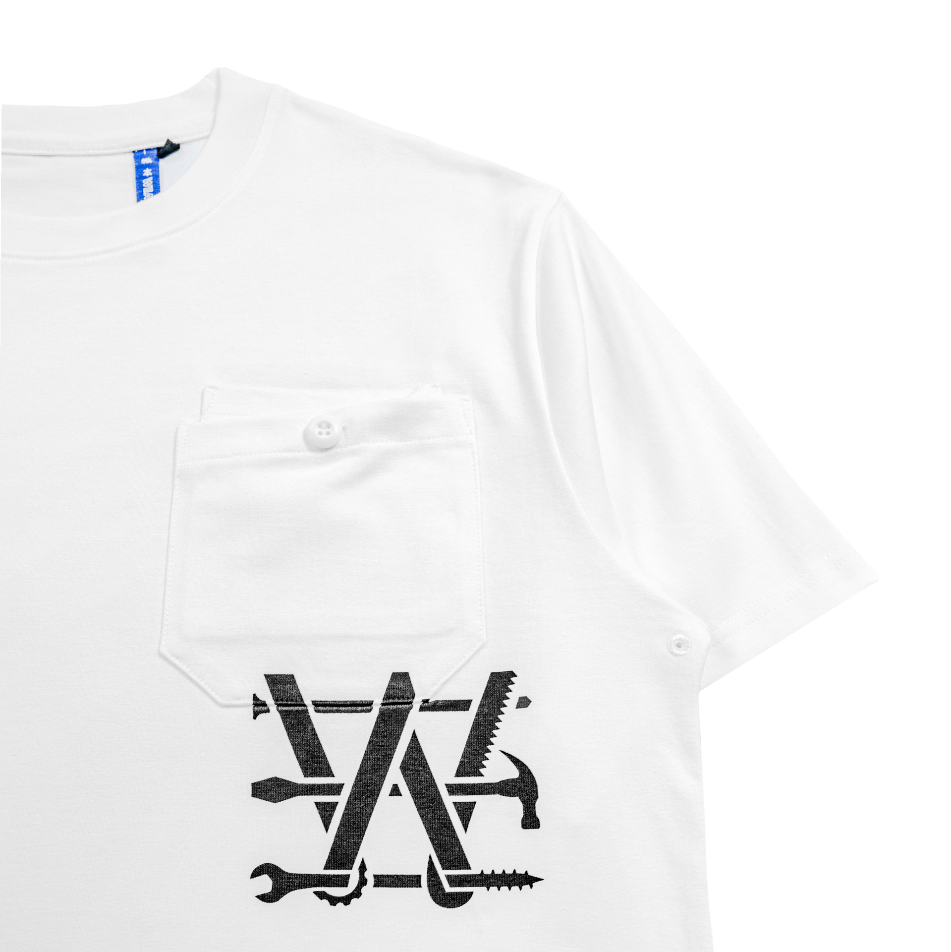 加班魂重磅有機棉口袋Tee-白