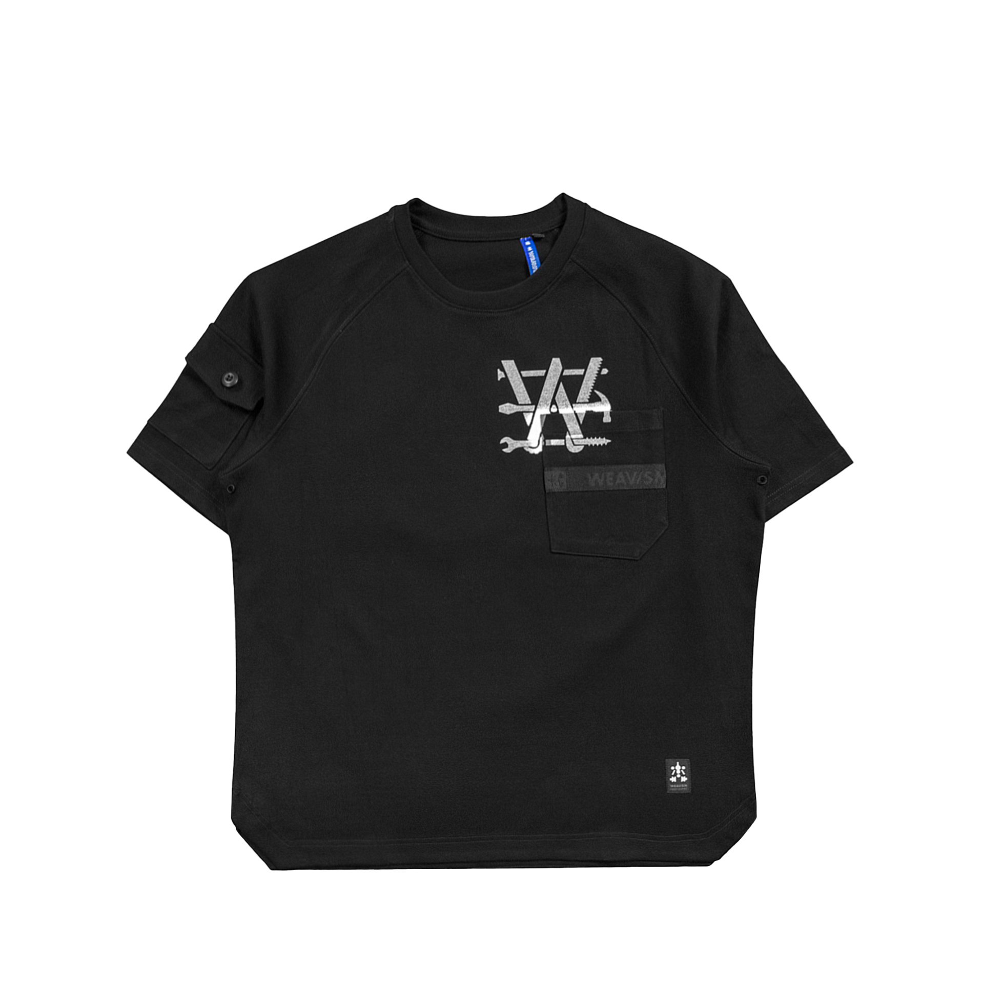 工作狂重磅有機棉口袋Tee-黑