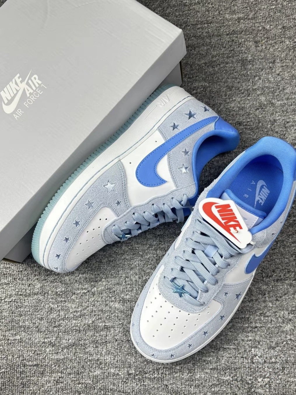 Nike Air Force 1 Starstruck 星星 水藍 拼接 麂皮 復古 AF1 低筒休閒鞋 HQ8051-400