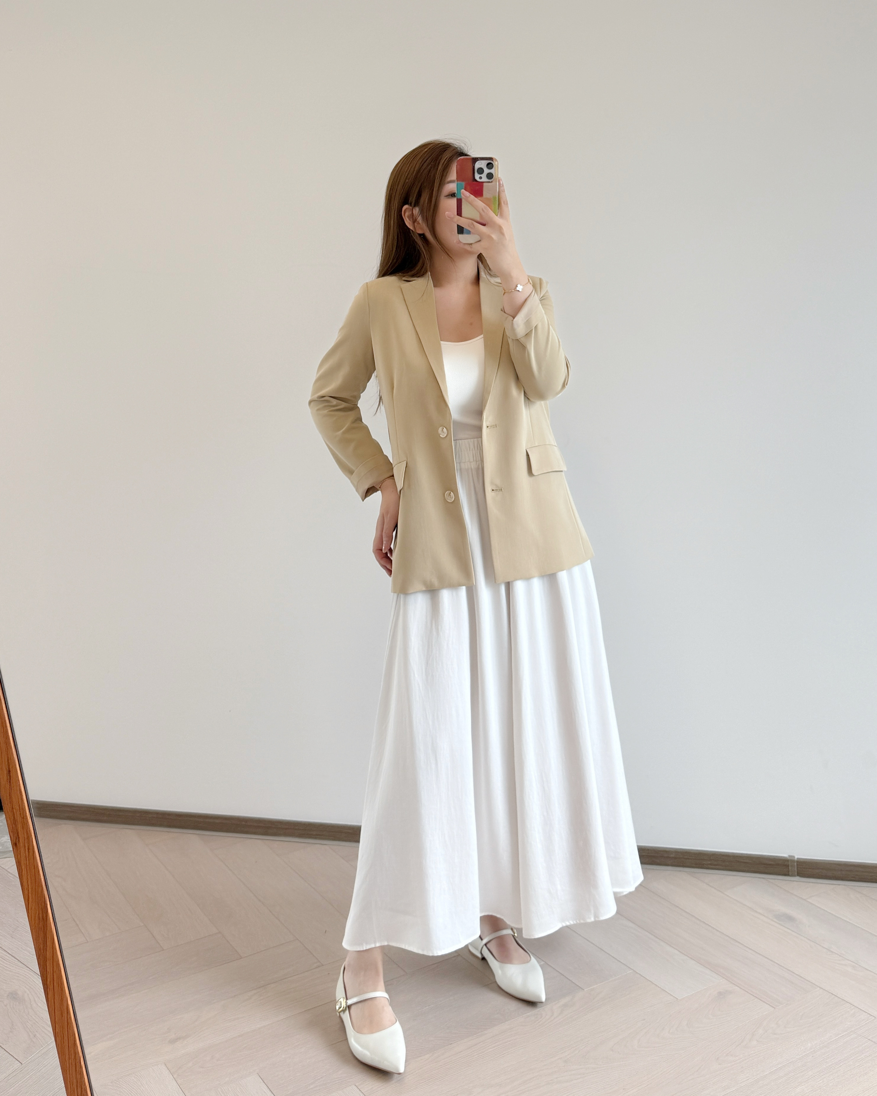 現貨 7255 白色 Silky Plain Skirt