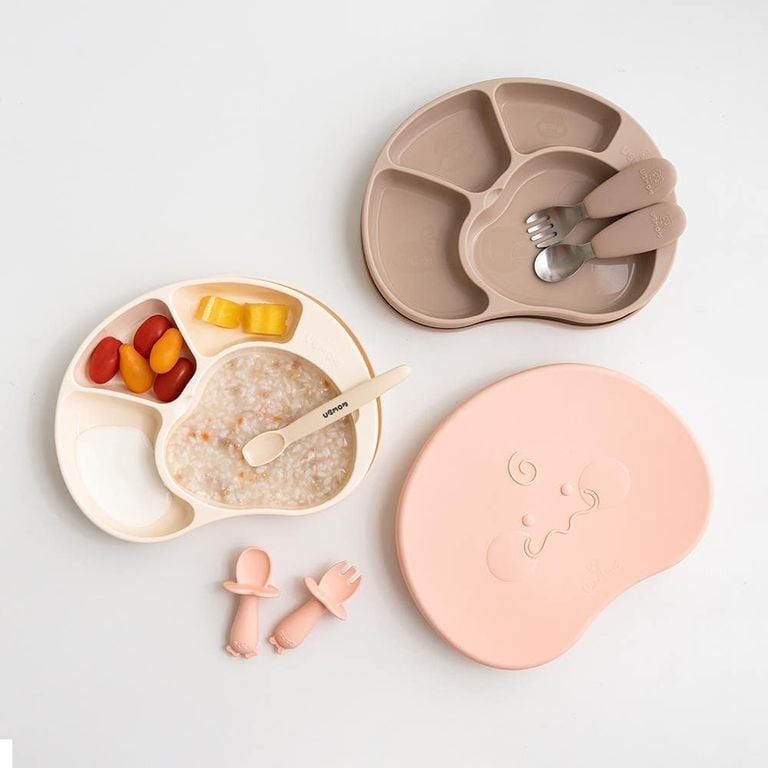 UBMOM 鉑金矽膠吸附有蓋餐盤