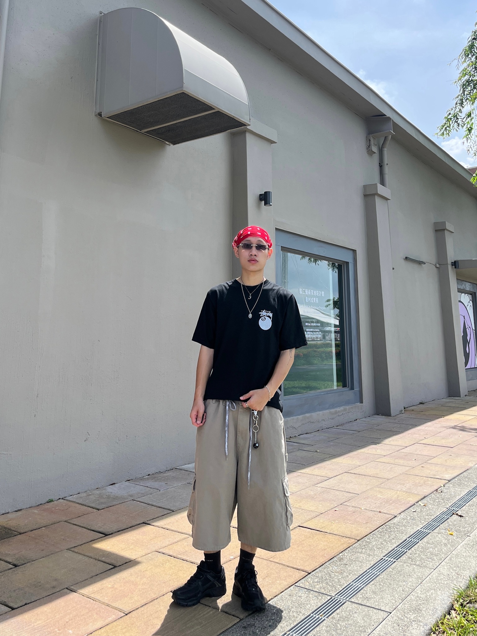 正韓 超寬工裝七分短褲 (2colors)