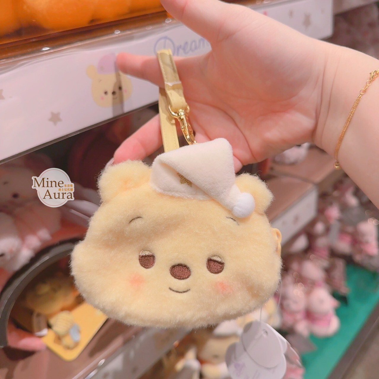 Dreamy Afternoon 系列 小熊維尼 Winnie the Pooh 大頭造型 絨毛 零錢掛包 零錢包 -香港迪士尼樂園