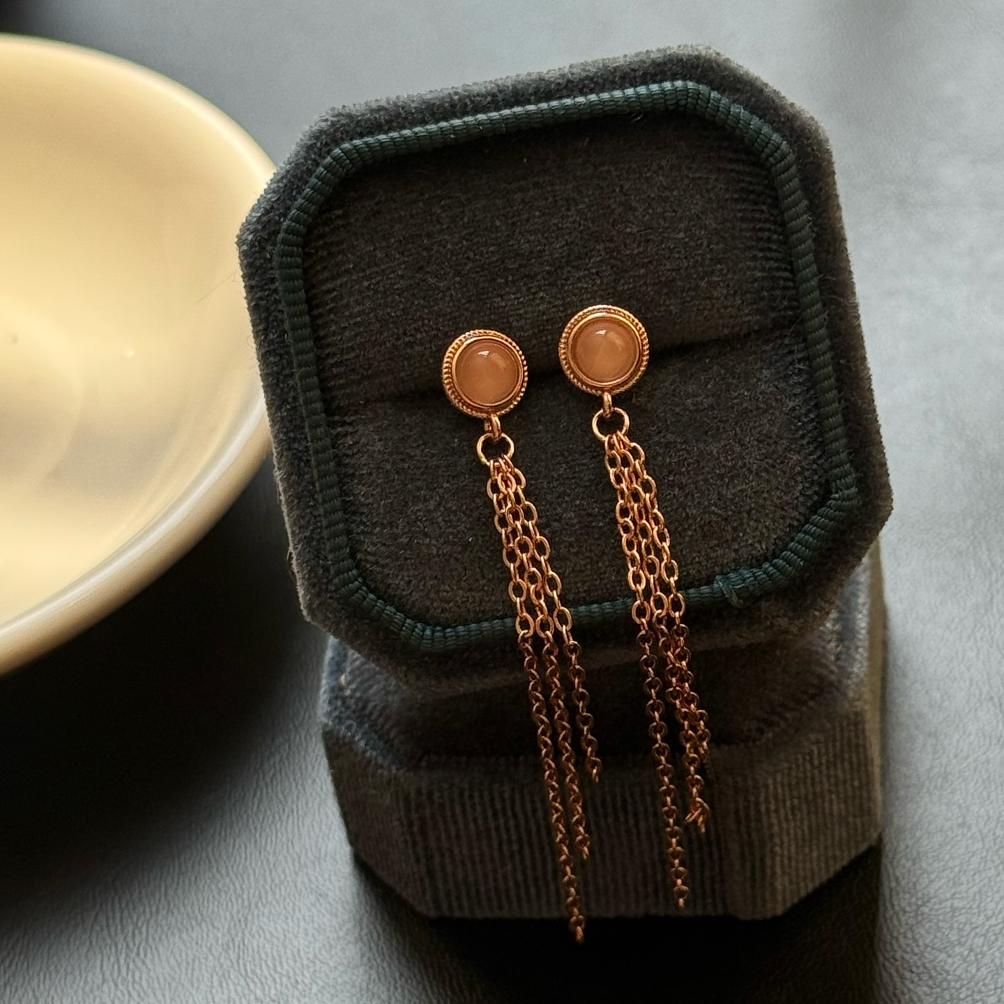 [原石] 粉晶 925銀耳環 垂墜耳環