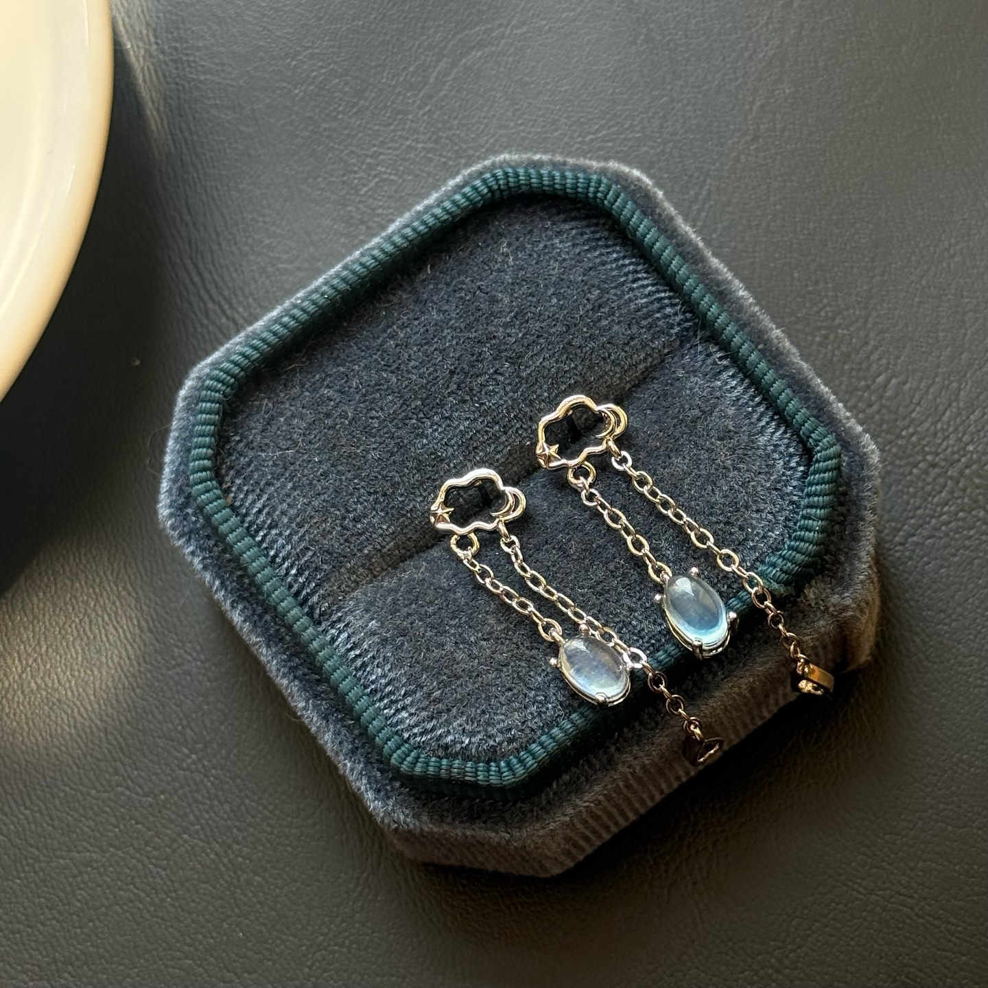 [原石] 海藍寶 925銀耳環 垂墜耳環