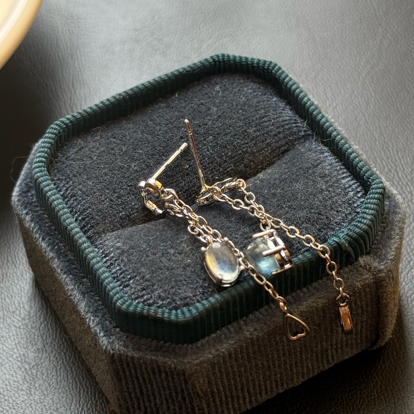 [原石] 海藍寶 925銀耳環 垂墜耳環