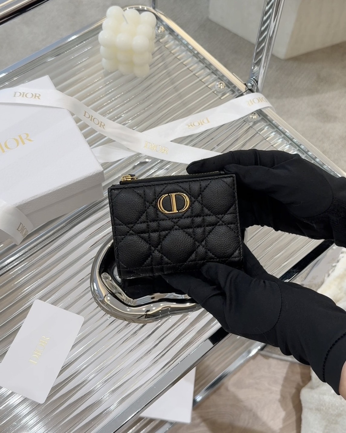 DIOR｜CARO DAHLIA 一字對開短夾 黑色