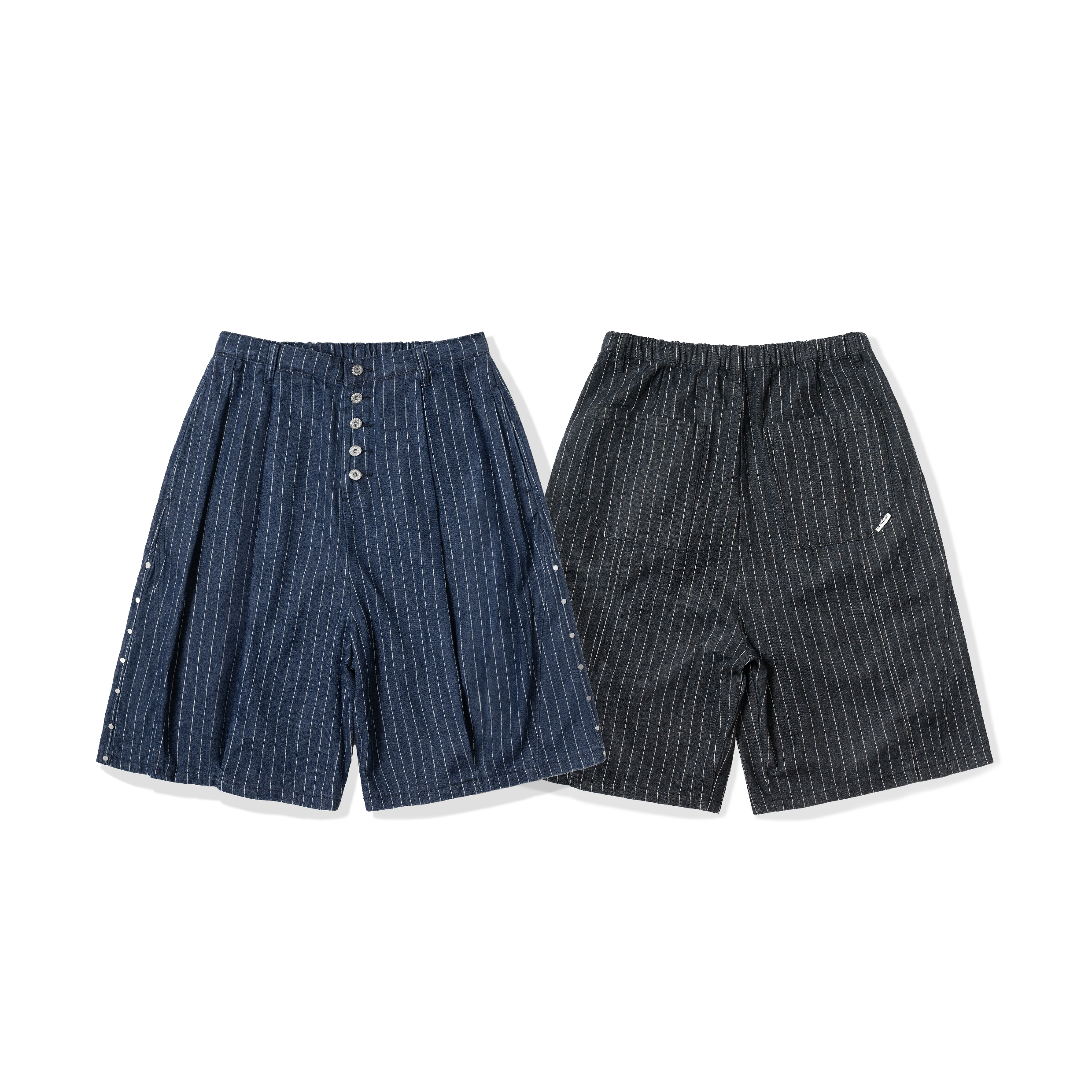 ORDINARY Stripe Studded Denim Shorts 直紋牛仔鉚釘七分褲