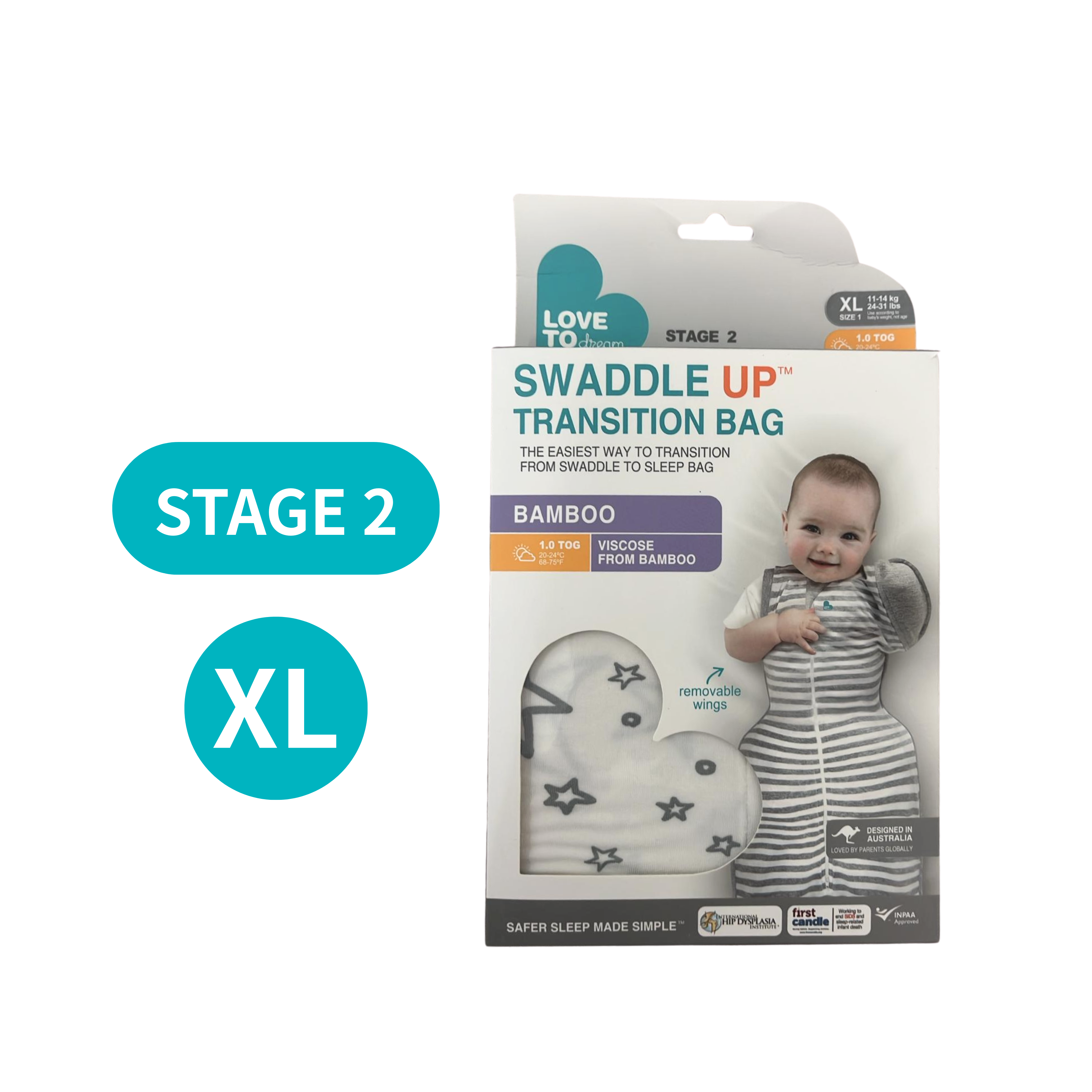 Love To Dream | SWADDLE UP™ 可拆袖竹纖維 (第二階段) 1.0 TOG 星星