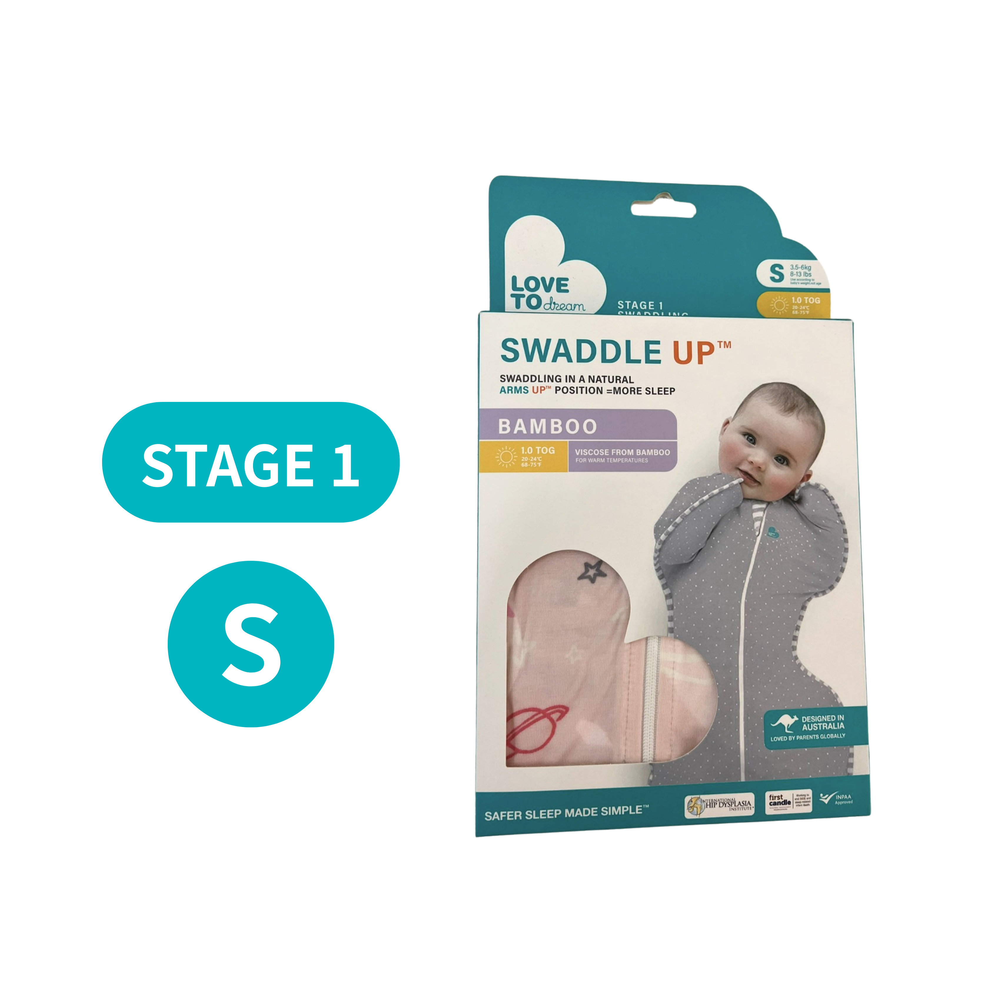 Love To Dream | Swaddle Up™ 專利設計竹纖維多功能蝶形包巾(第一階段) ( 1.0TOG 細碼S)