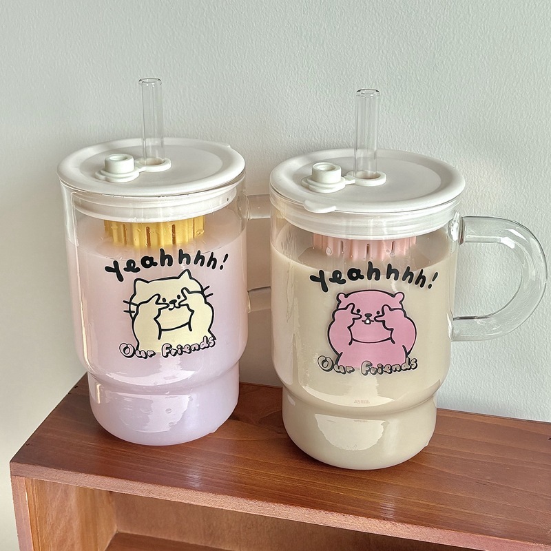 比耶動物玻璃吸管杯