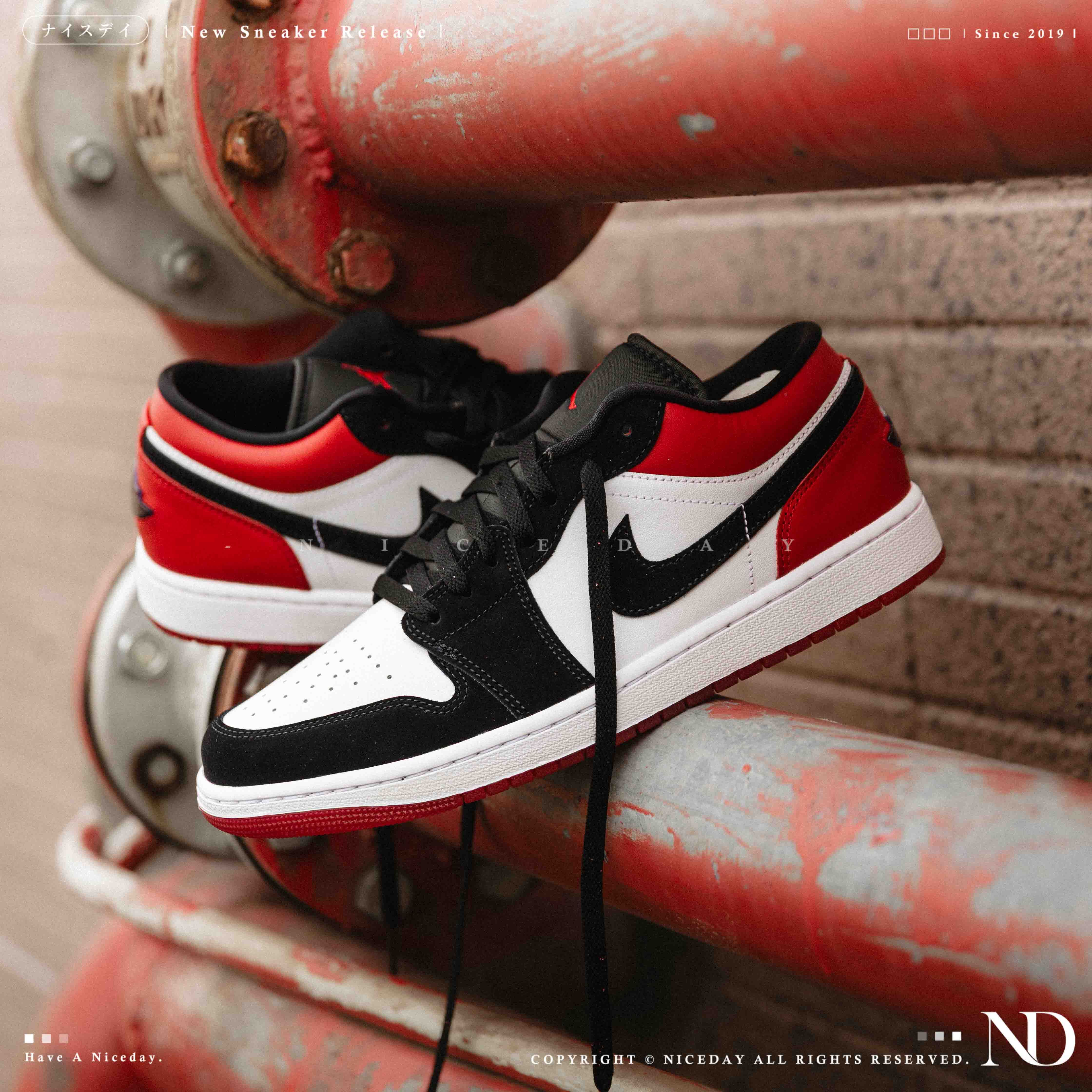 NICEDAY 現貨 Air Jordan 1 Low 2025 Black Toe 黑腳趾 黑 白 紅 經典 復刻 紅白 IB8971-106