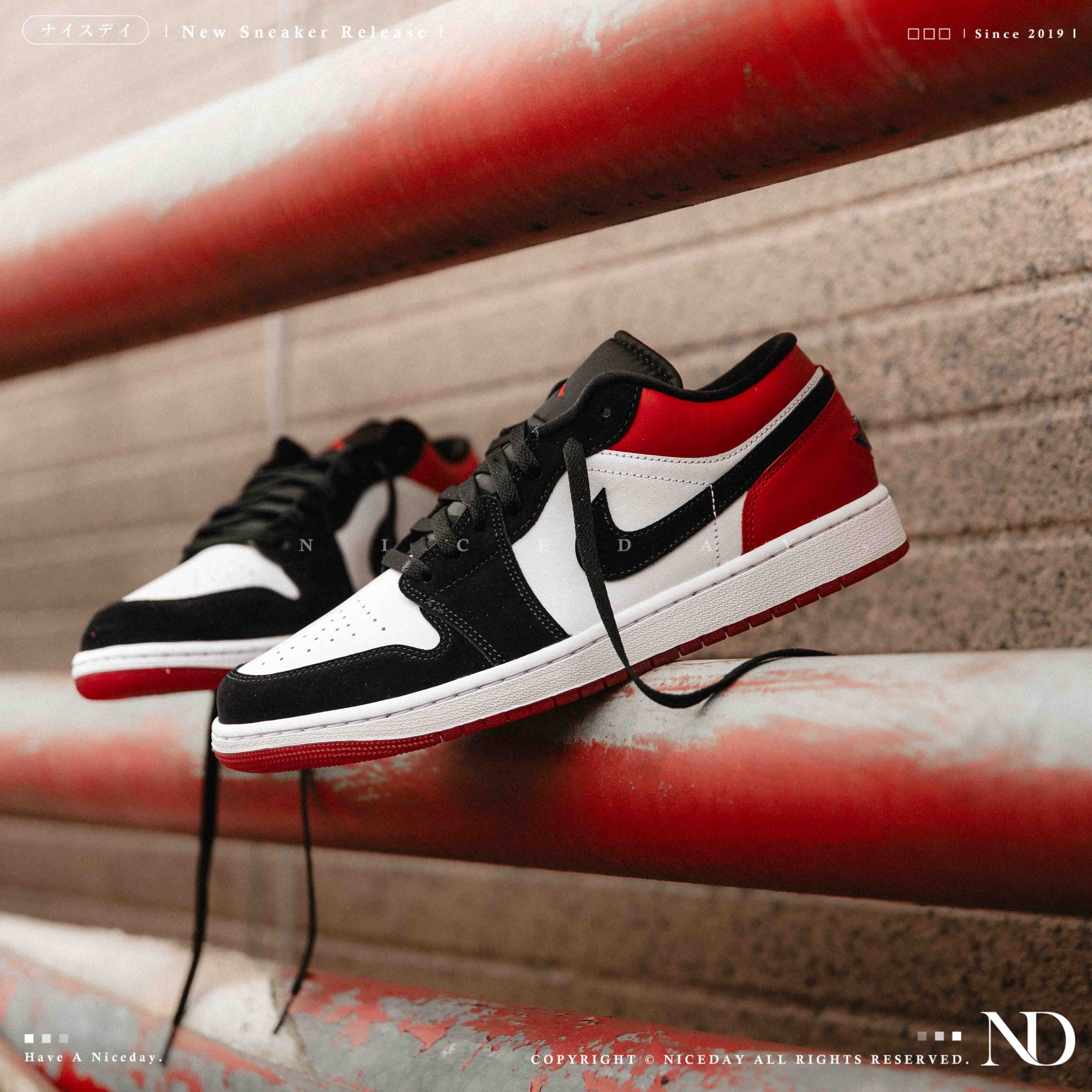 NICEDAY 現貨 Air Jordan 1 Low 2025 Black Toe 黑腳趾 黑 白 紅 經典 復刻 紅白 IB8971-106