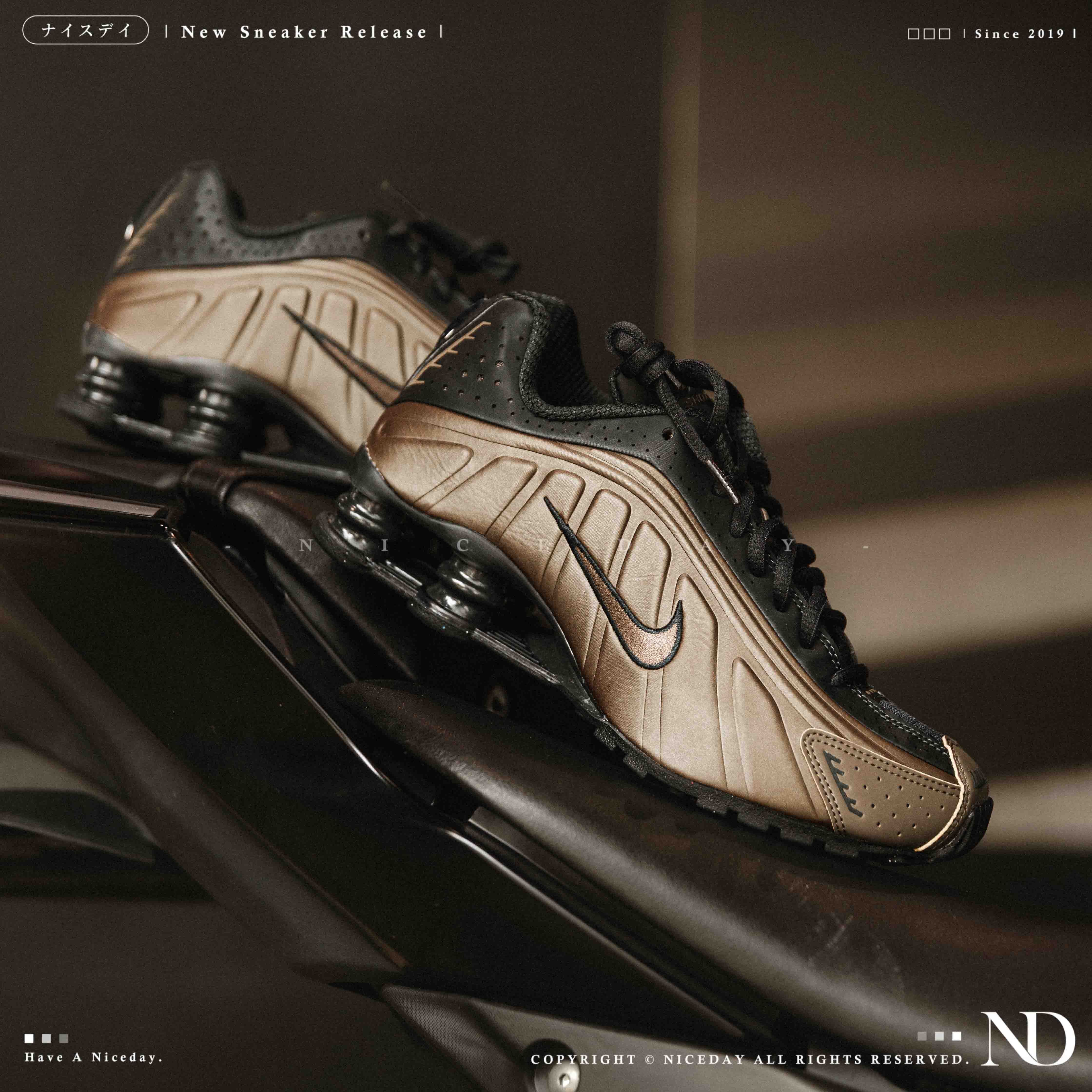 NICEDAY 現貨 Nike Shox R4 Ironstone Off Noir 金屬 棕 黑 彈簧鞋 增高 復古 女鞋 AR3565-007