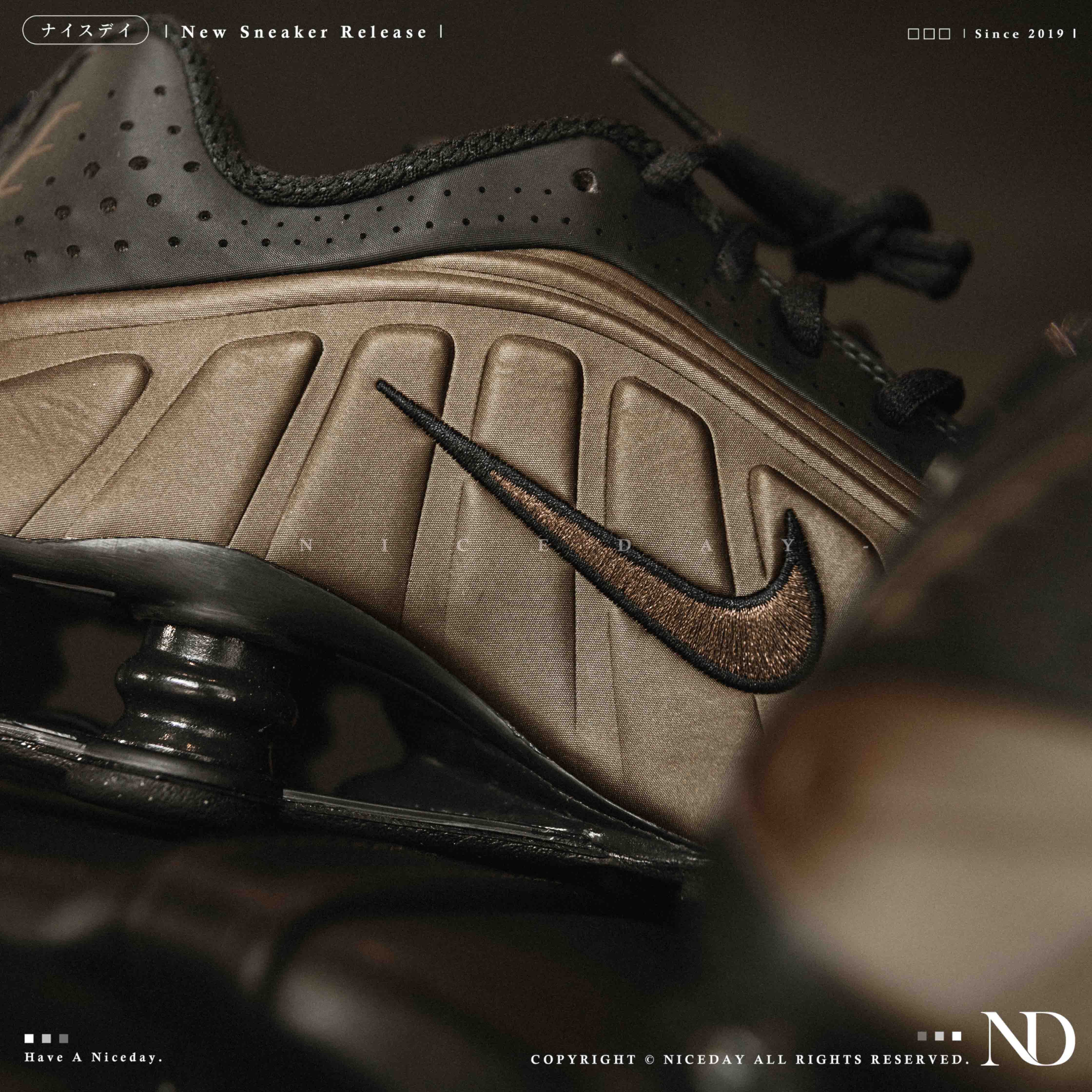 NICEDAY 現貨 Nike Shox R4 Ironstone Off Noir 金屬 棕 黑 彈簧鞋 增高 復古 女鞋 AR3565-007