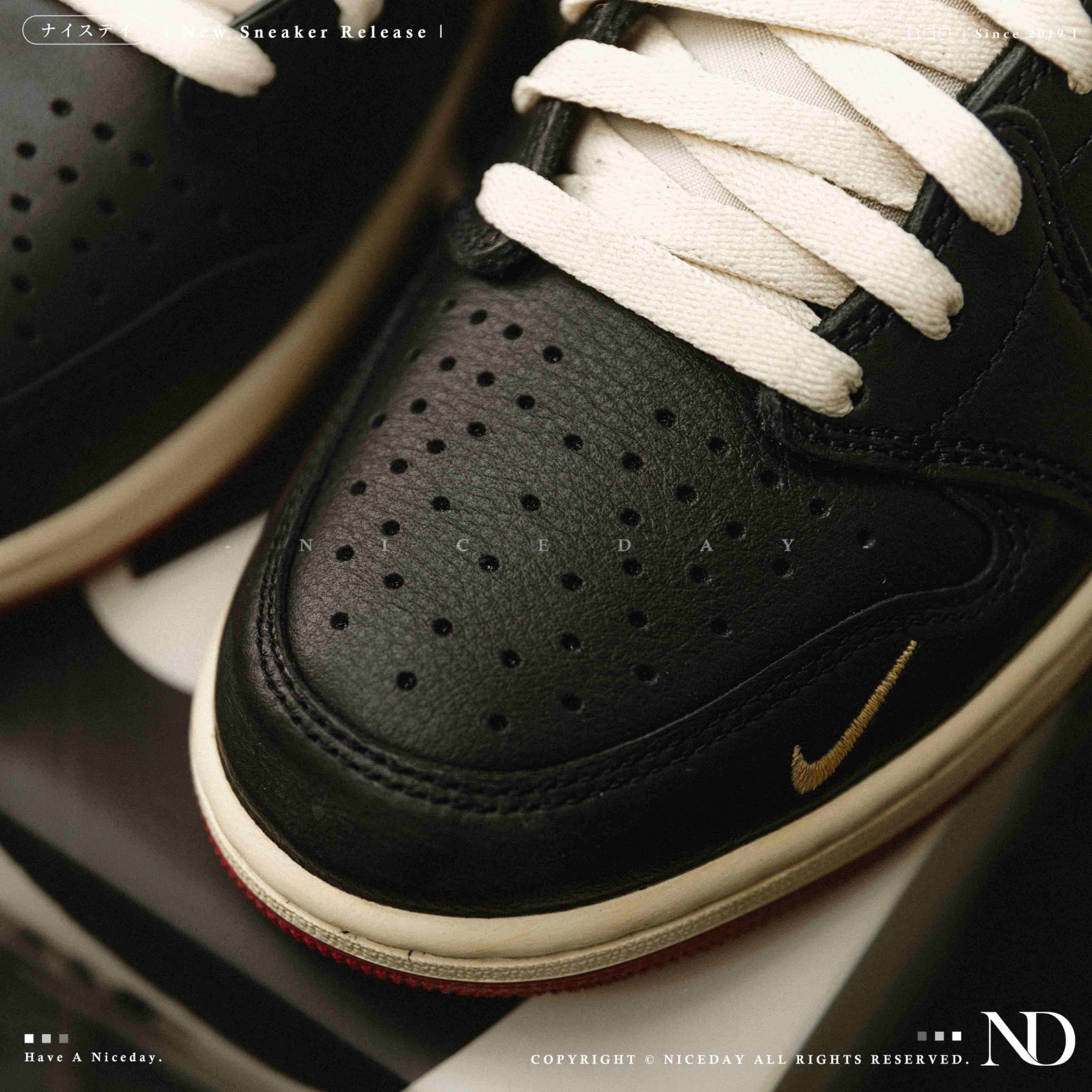 NICEDAY 代購 Nigel Sylvester x Air Jordan 1 Low OG 復古 白黑紅 聯名 皮革 小勾 IB8958-001