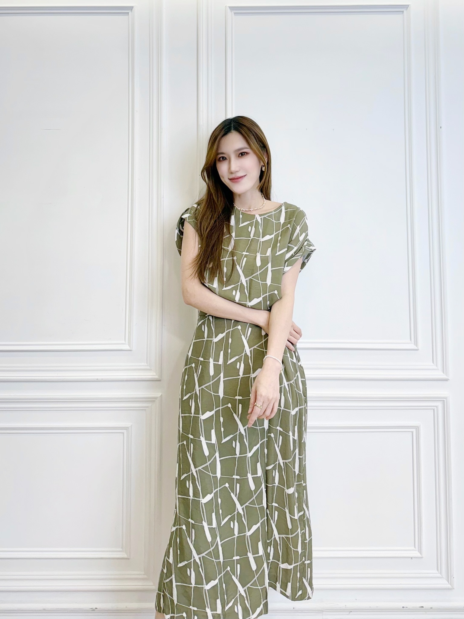 涼爽印花寬鬆長洋