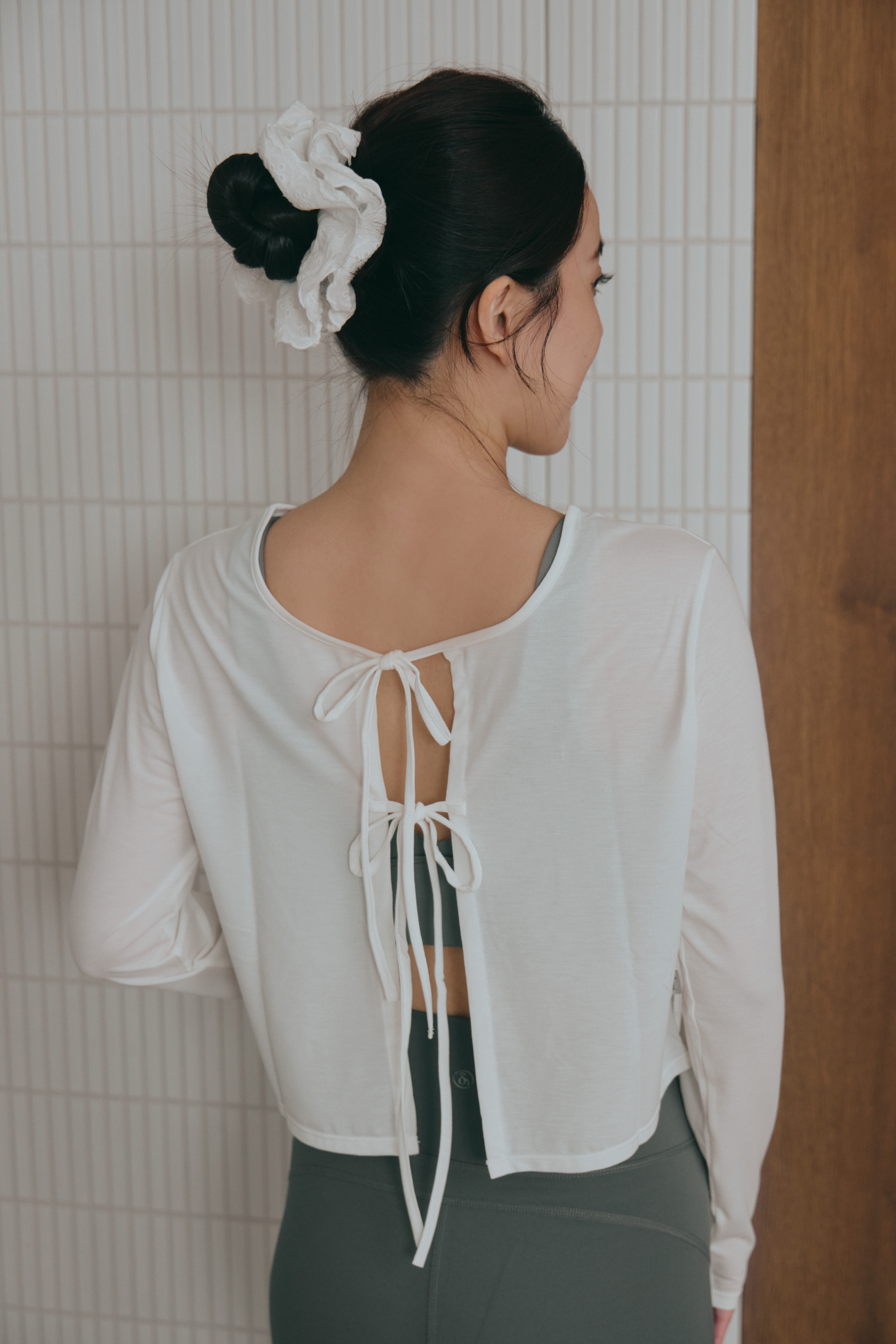 正反穿綁帶罩衫- 白