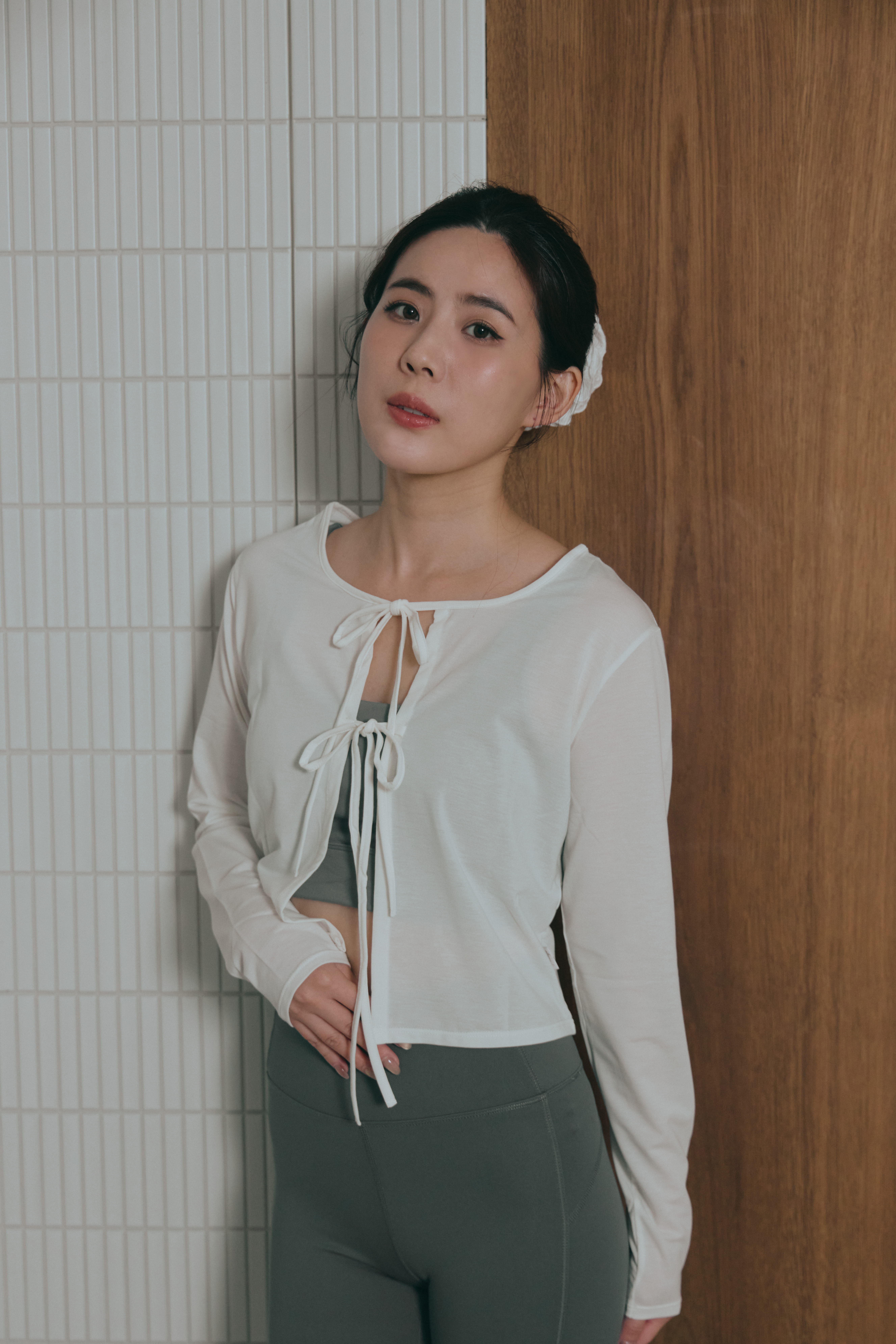 正反穿綁帶罩衫- 白