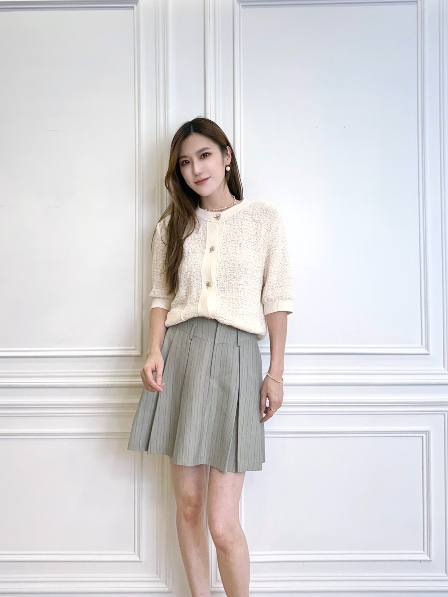 大牌感百褶裙套裝