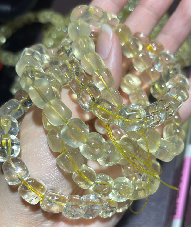 250822 - B22 冰糖法國檸檬晶大方塊手串