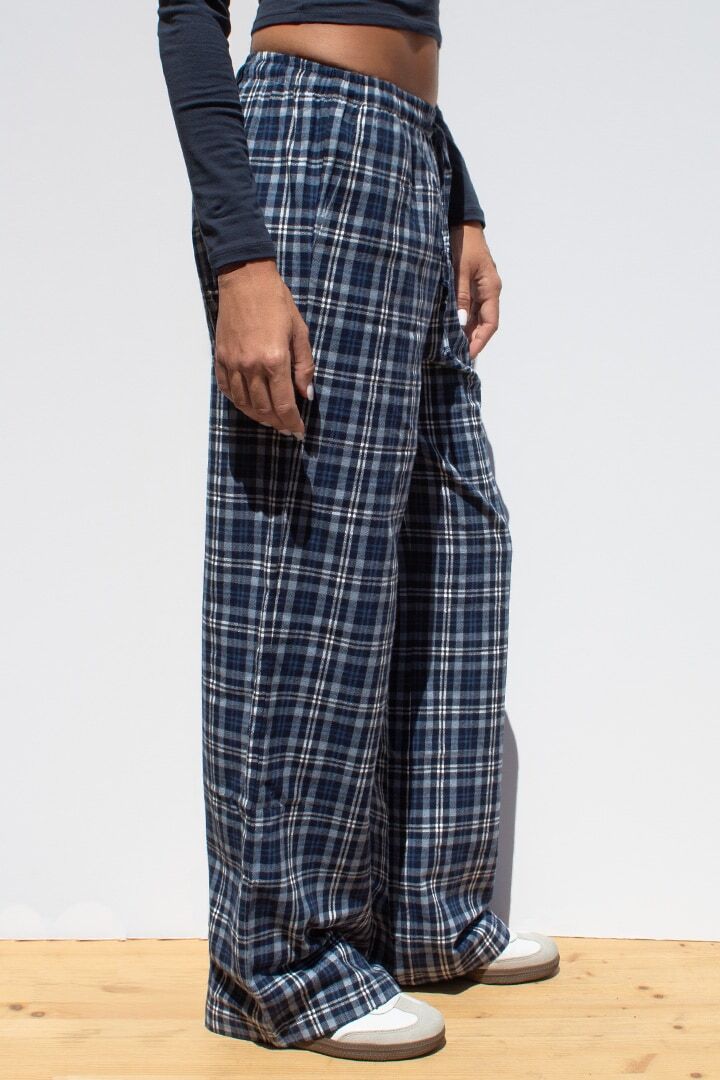 SUBDUED 格子褲COULISSE WIDE LEG PANTS