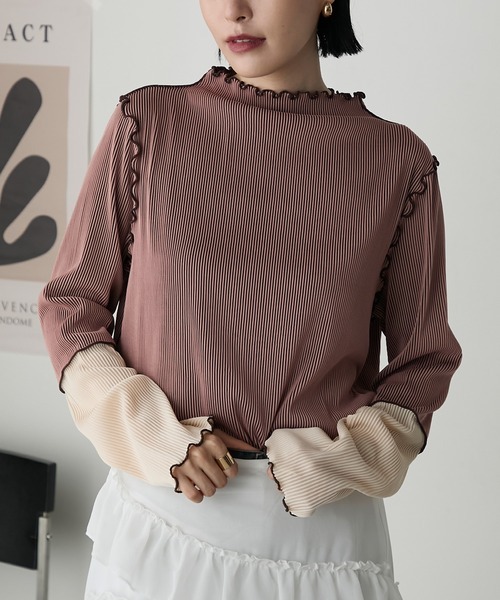 日本🇯🇵連線 Forksy 袖口撞色拼接長袖上衣 立體線條感設計 微透膚 撞色 拼接 長袖 5色(任買兩件711免運)/預購