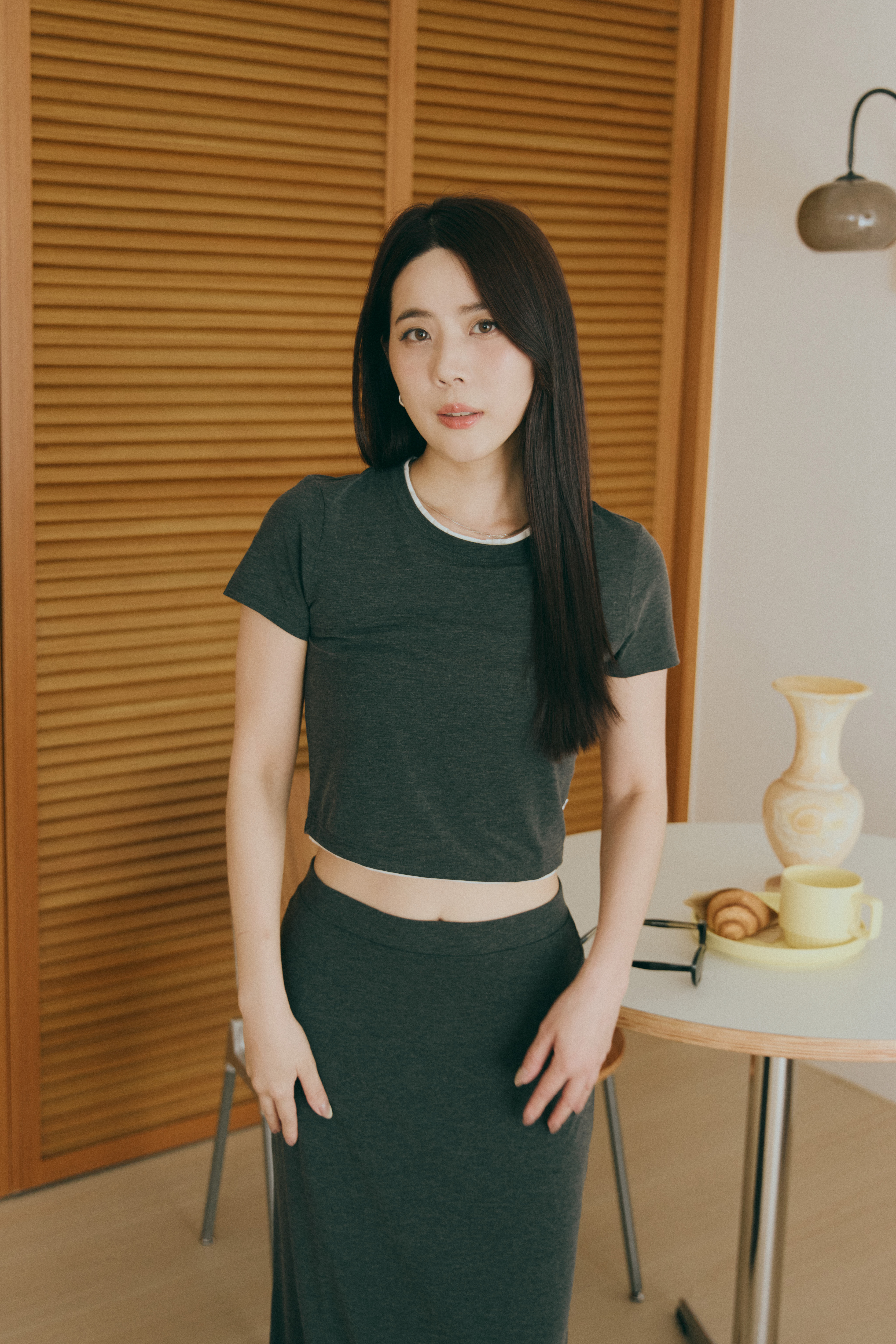 基本款撞色短袖TEE- 深灰