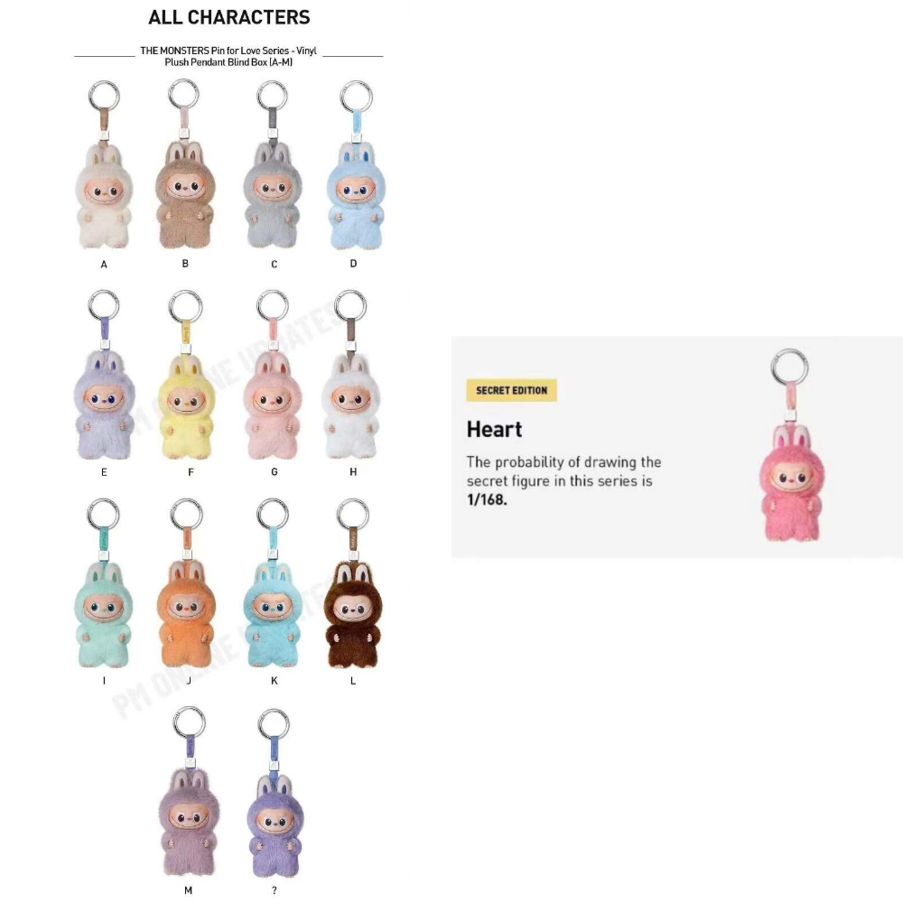 POP MART THE MONSTERS 心底密碼系列 PIN FOR LOVE 搪膠毛絨掛件盲盒