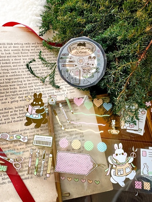 Pei+Pei．黑兔文具店 5cm亮面PET膠帶 <整捲/分裝>