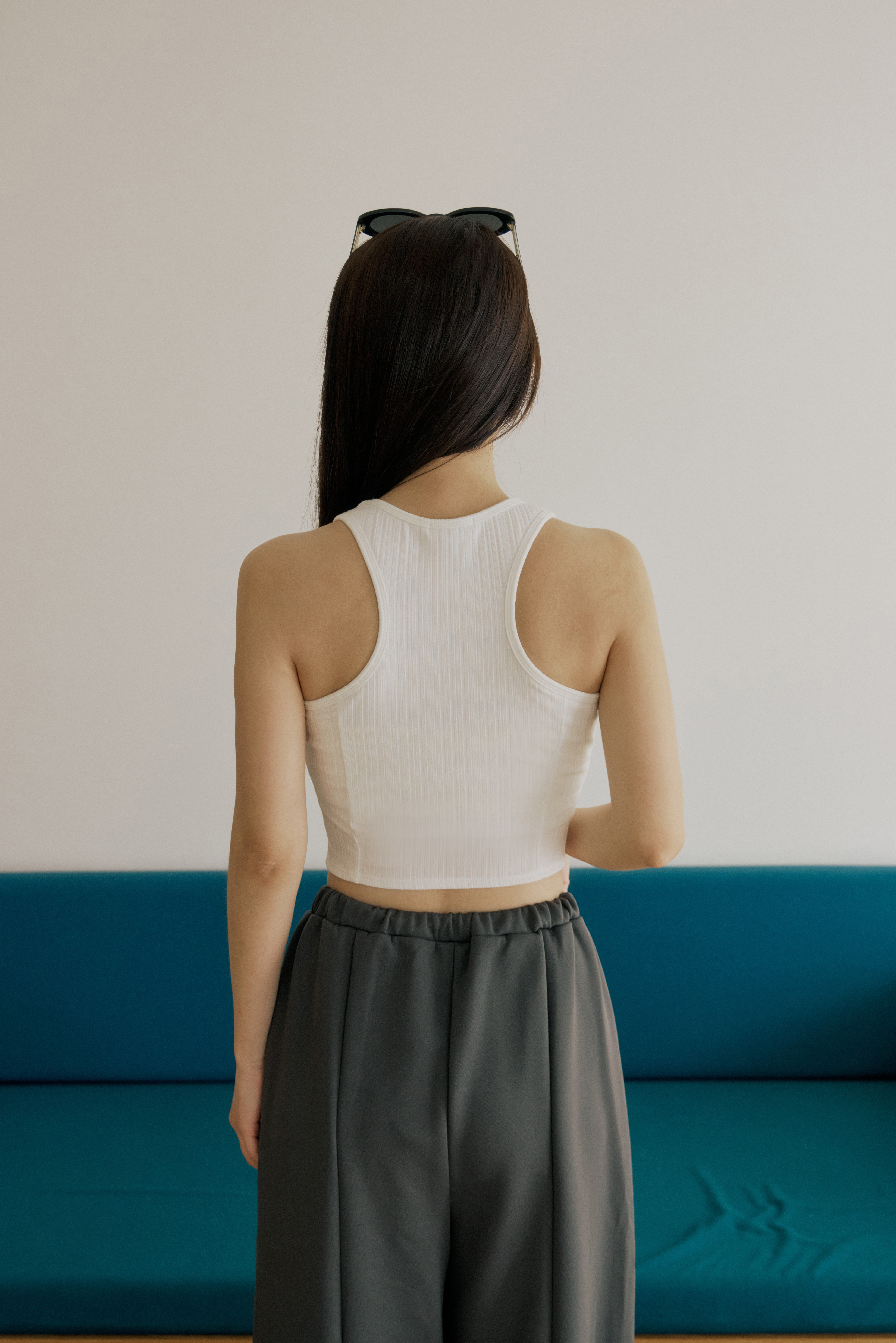 微削肩BRA TOP背心- 白