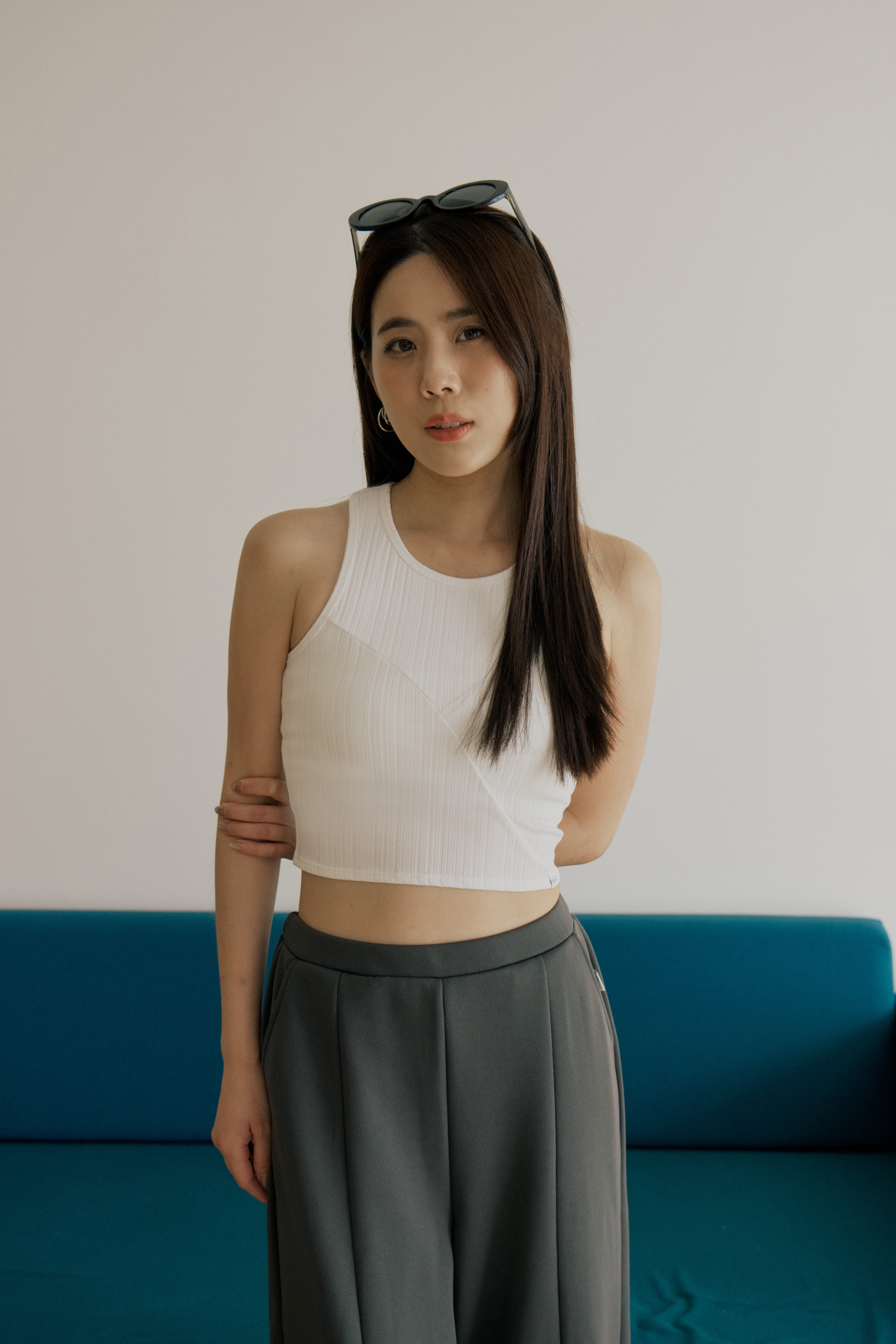 微削肩BRA TOP背心- 白