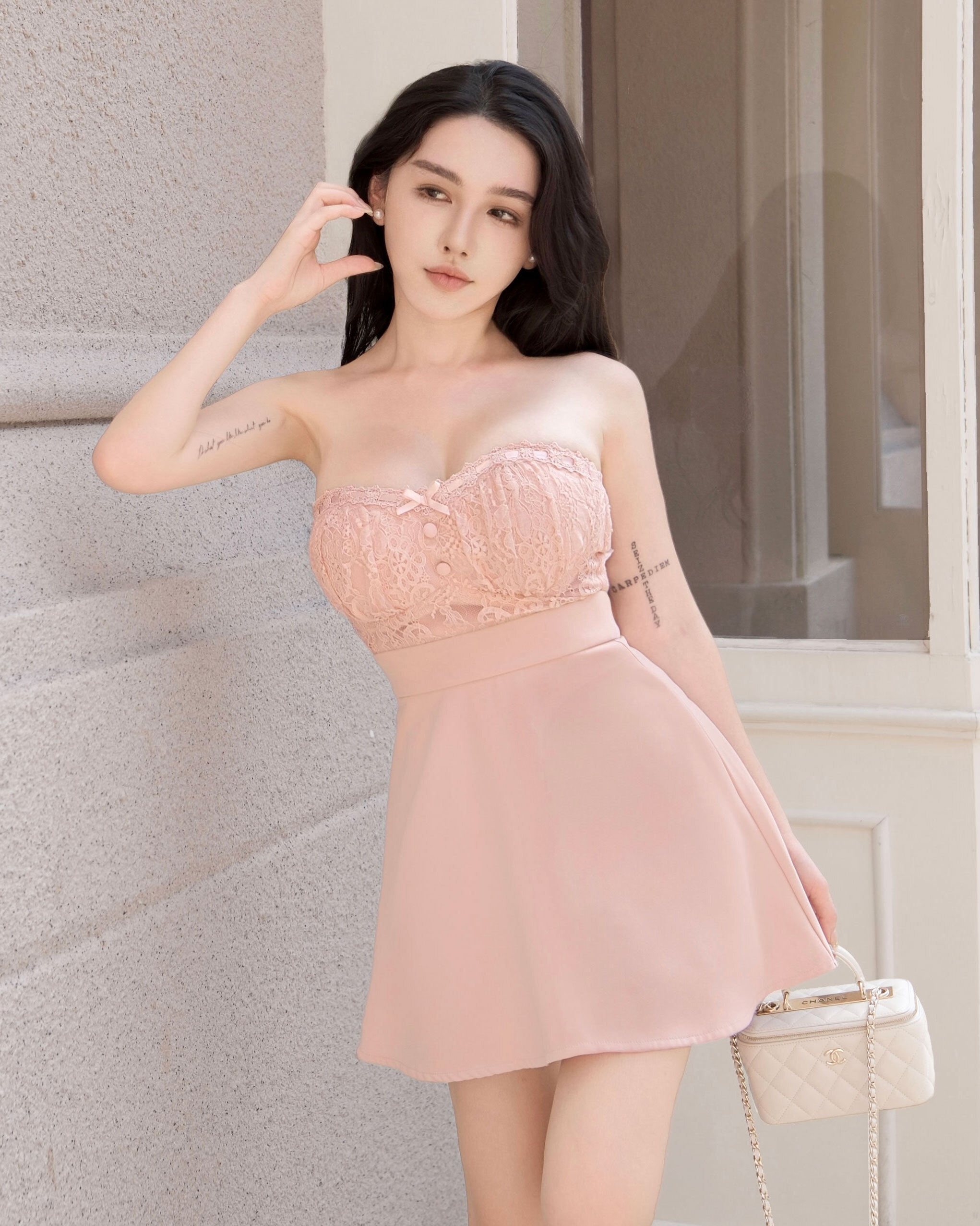 七夕限定-甜美緞帶蕾絲桃心傘洋