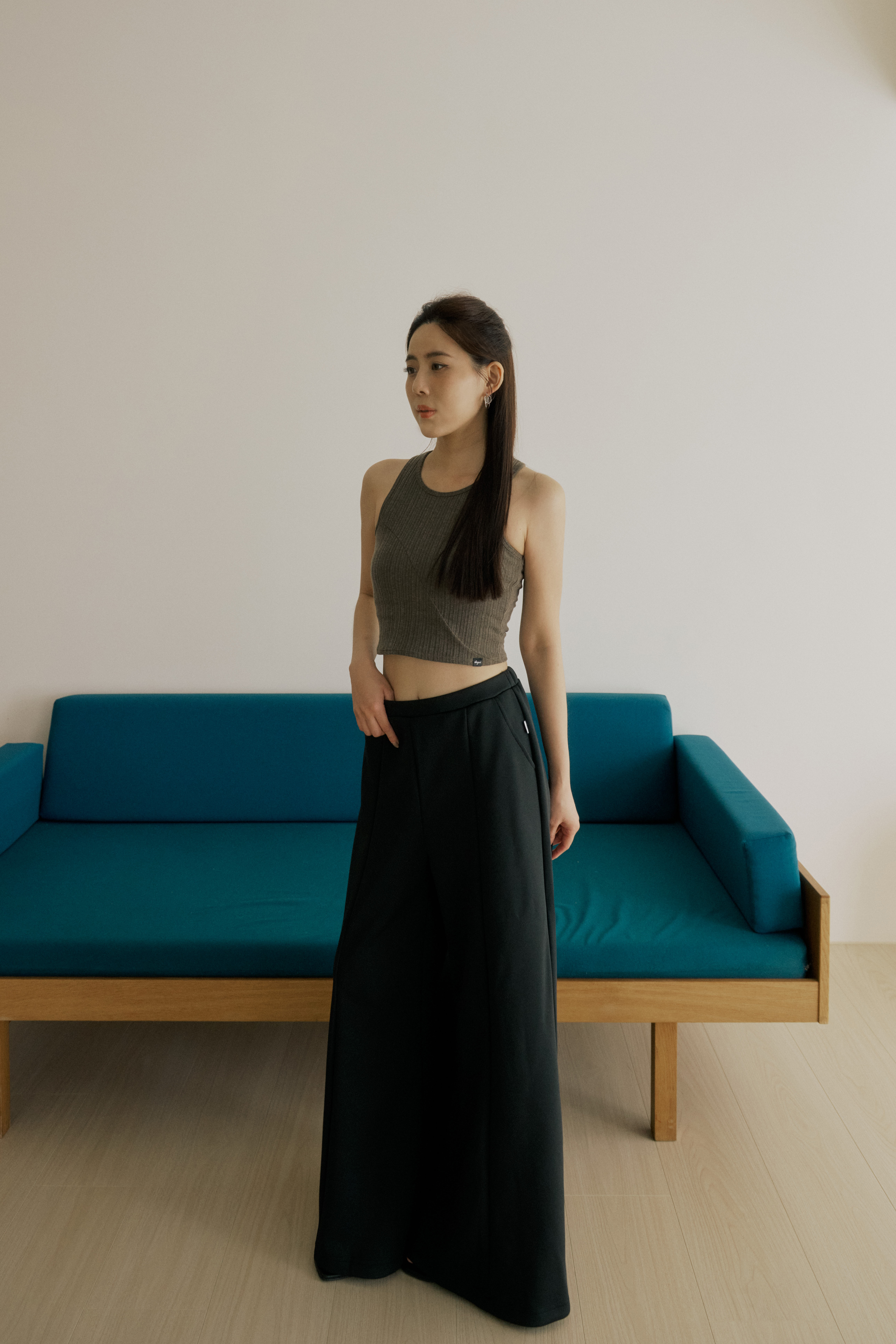 微削肩BRA TOP背心- 咖啡