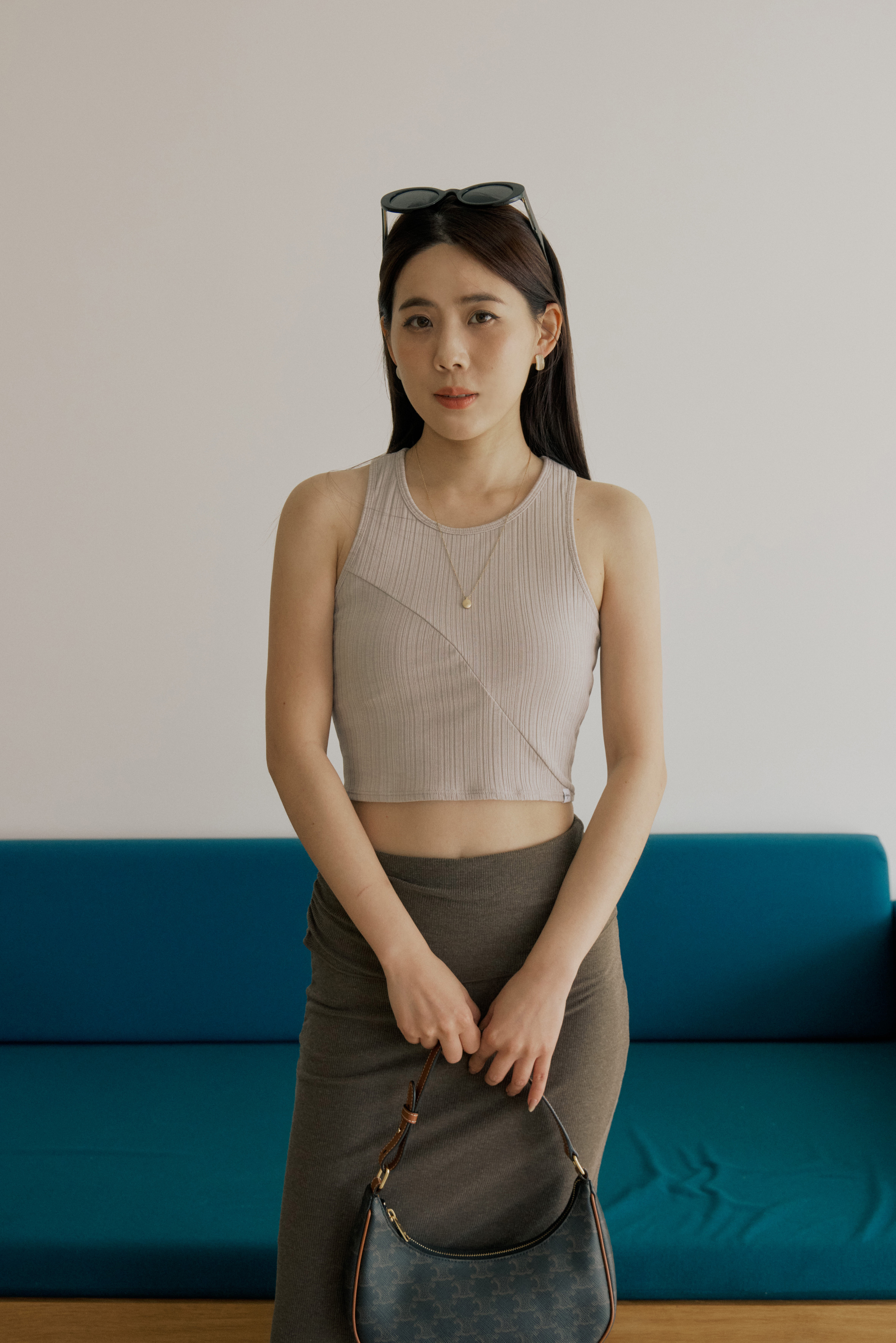 微削肩BRA TOP背心- 米杏