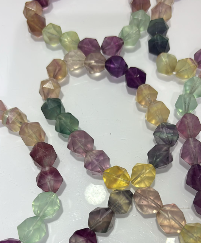 250822 - B59 11mm+珠寶切軟糖彩螢石漸變手串