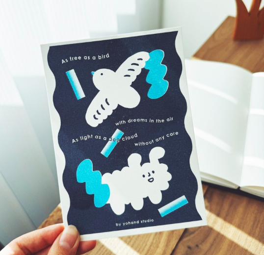 和鳥一樣自由 孔版印刷明信片｜右手超人